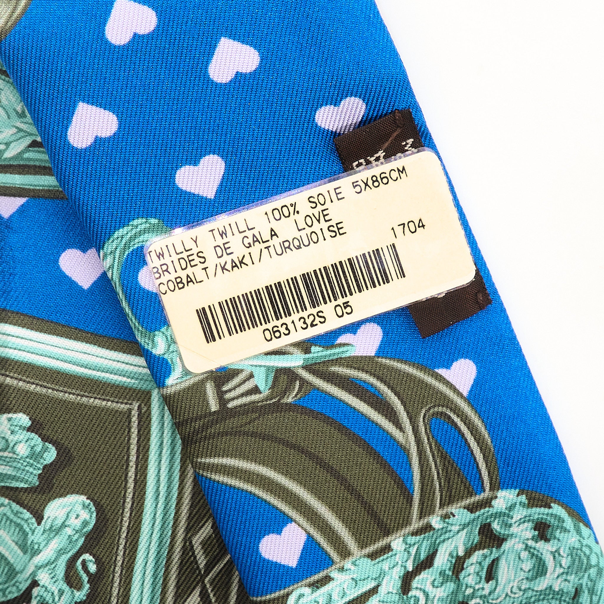Hermès Limited Edition Brides de Gala Love Silk Twilly Cobalt/Kaki/Turquoise