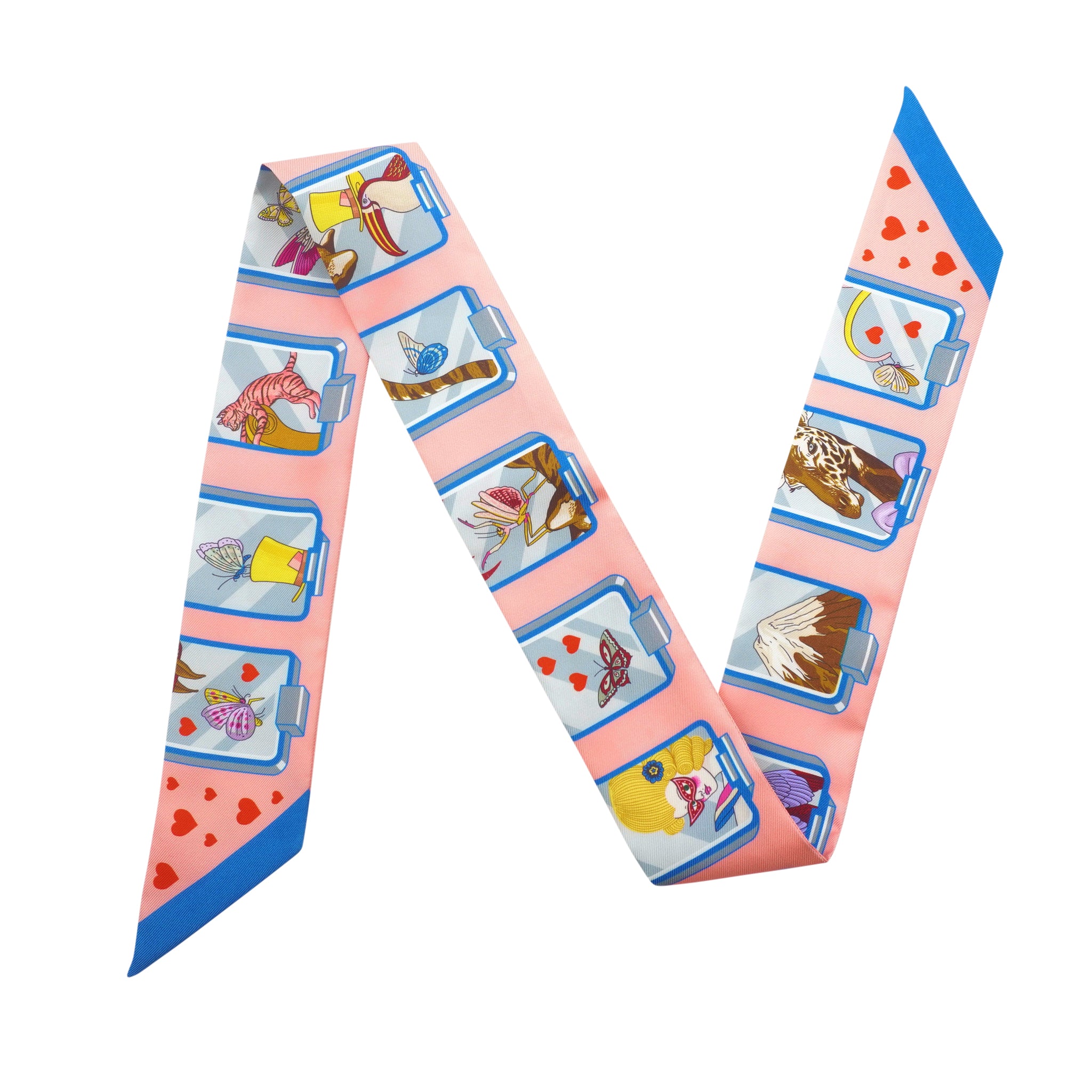 Hermes Story Twilly Pink Blue Silk