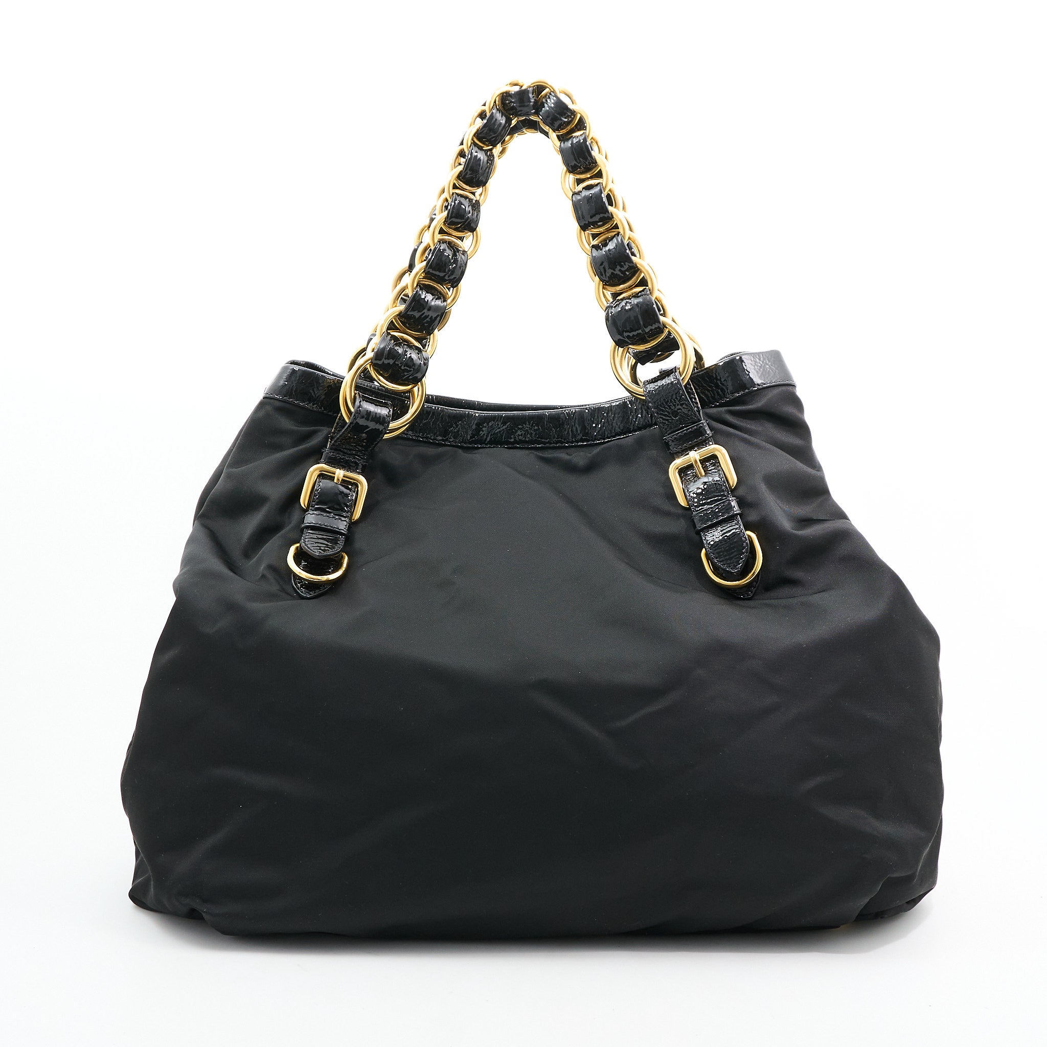 Prada Tessuto Nylon Chain Shoulder Black Nero