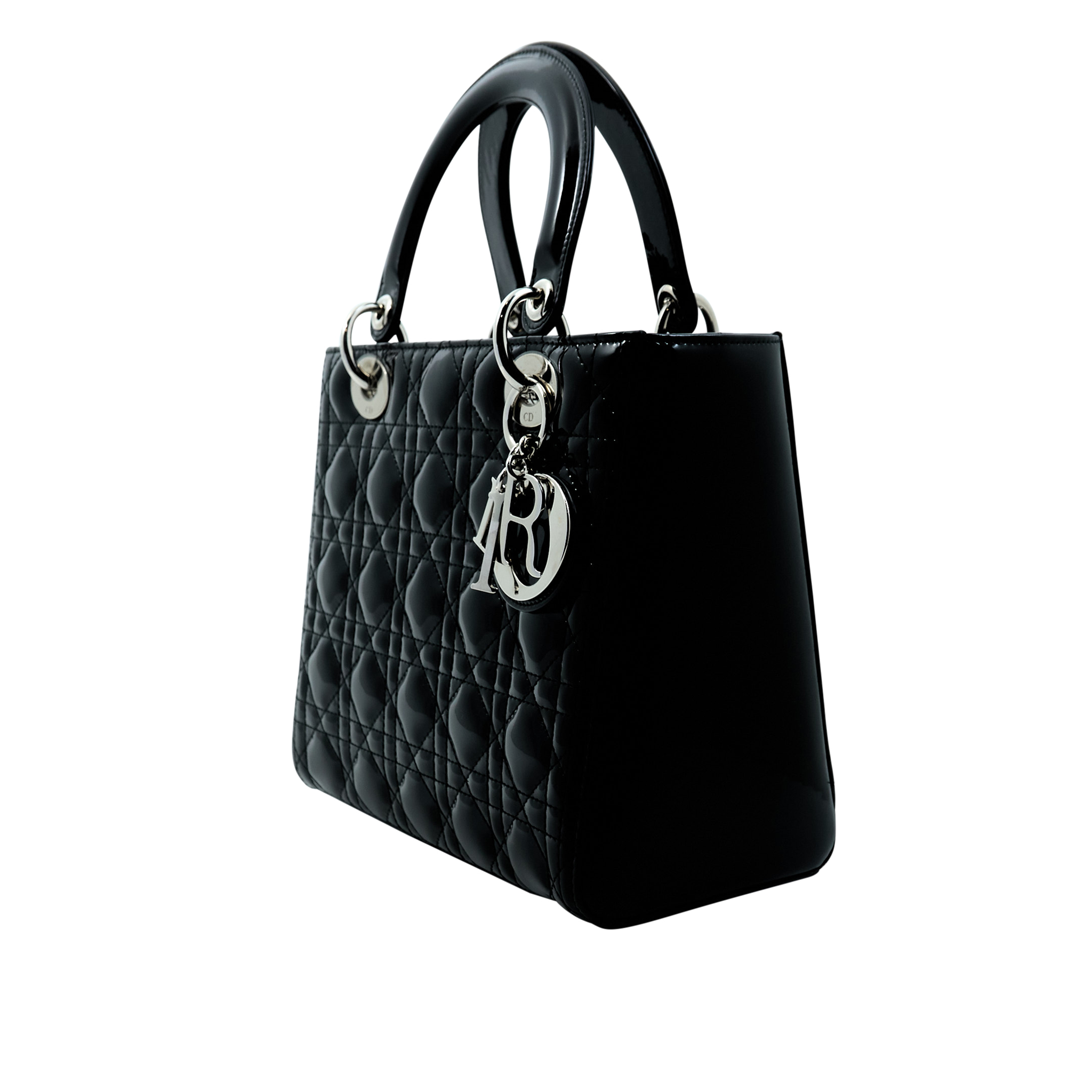 Christian Dior Lady Dior Small Black Patent Bag