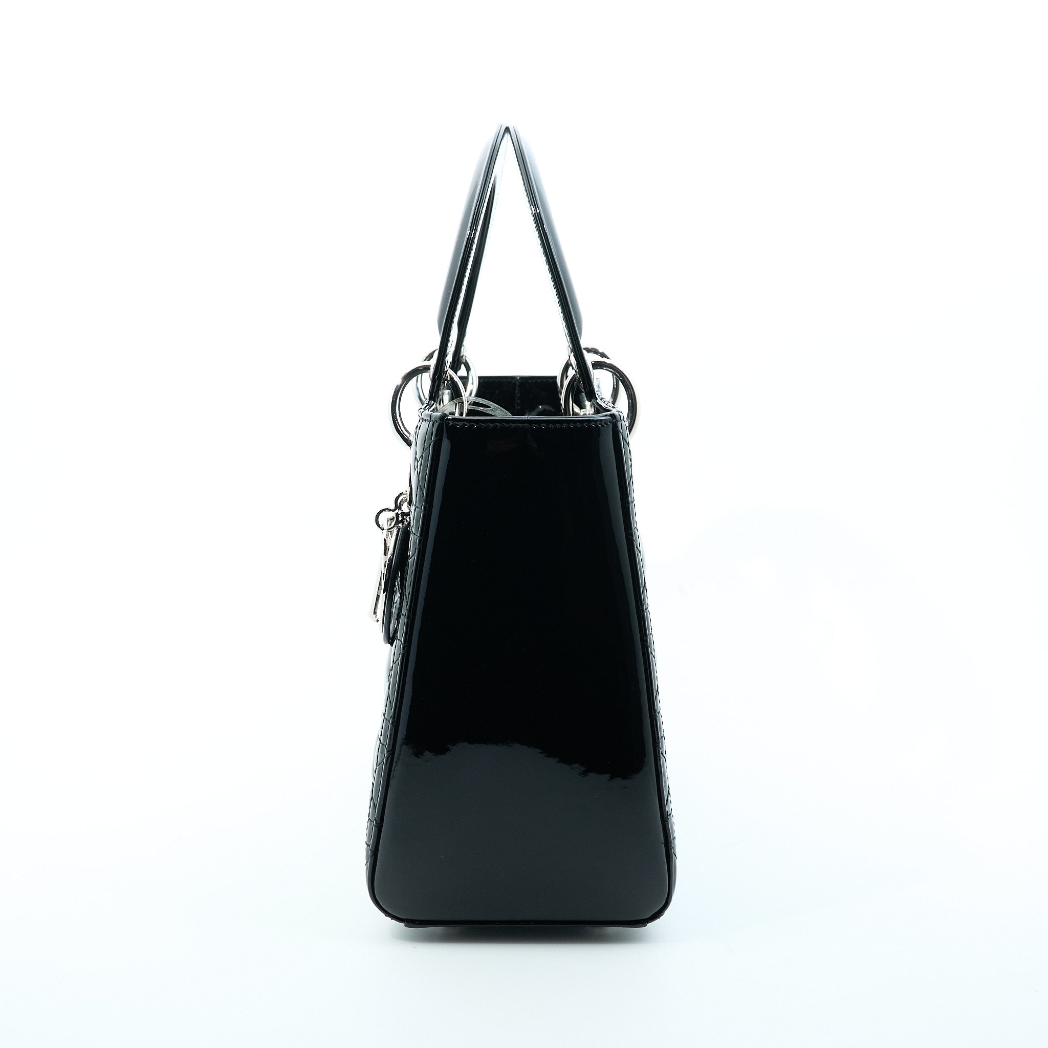 Christian Dior Lady Dior Small Black Patent Bag