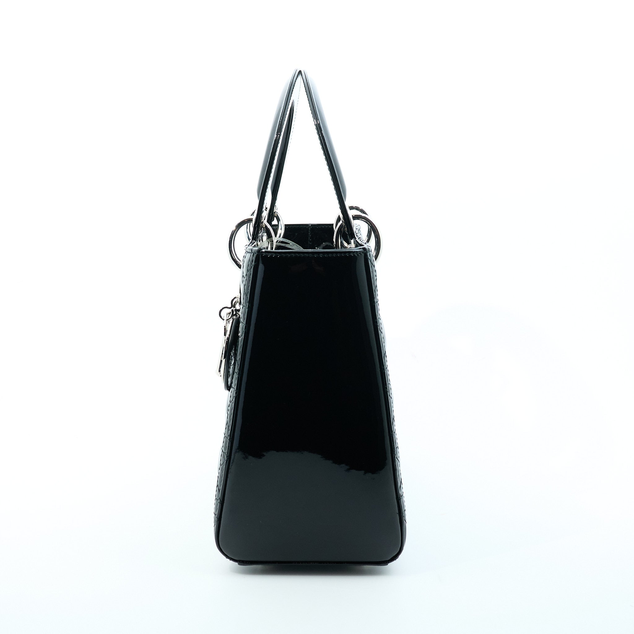 Christian Dior Lady Dior Small Black Patent Bag