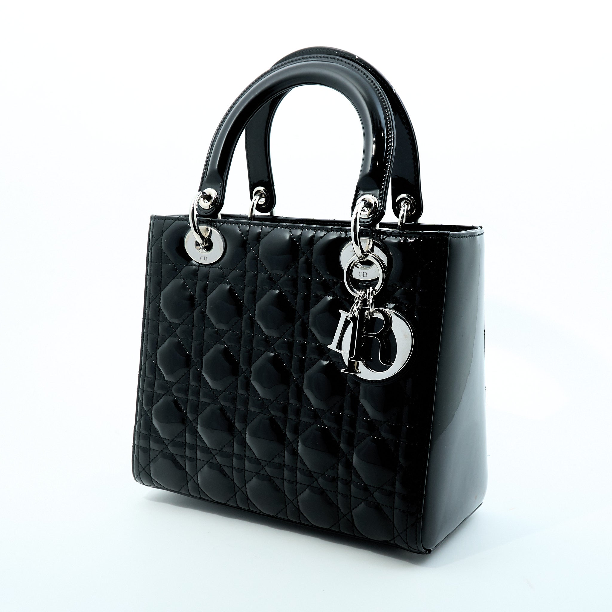 Christian Dior Lady Dior Small Black Patent Bag