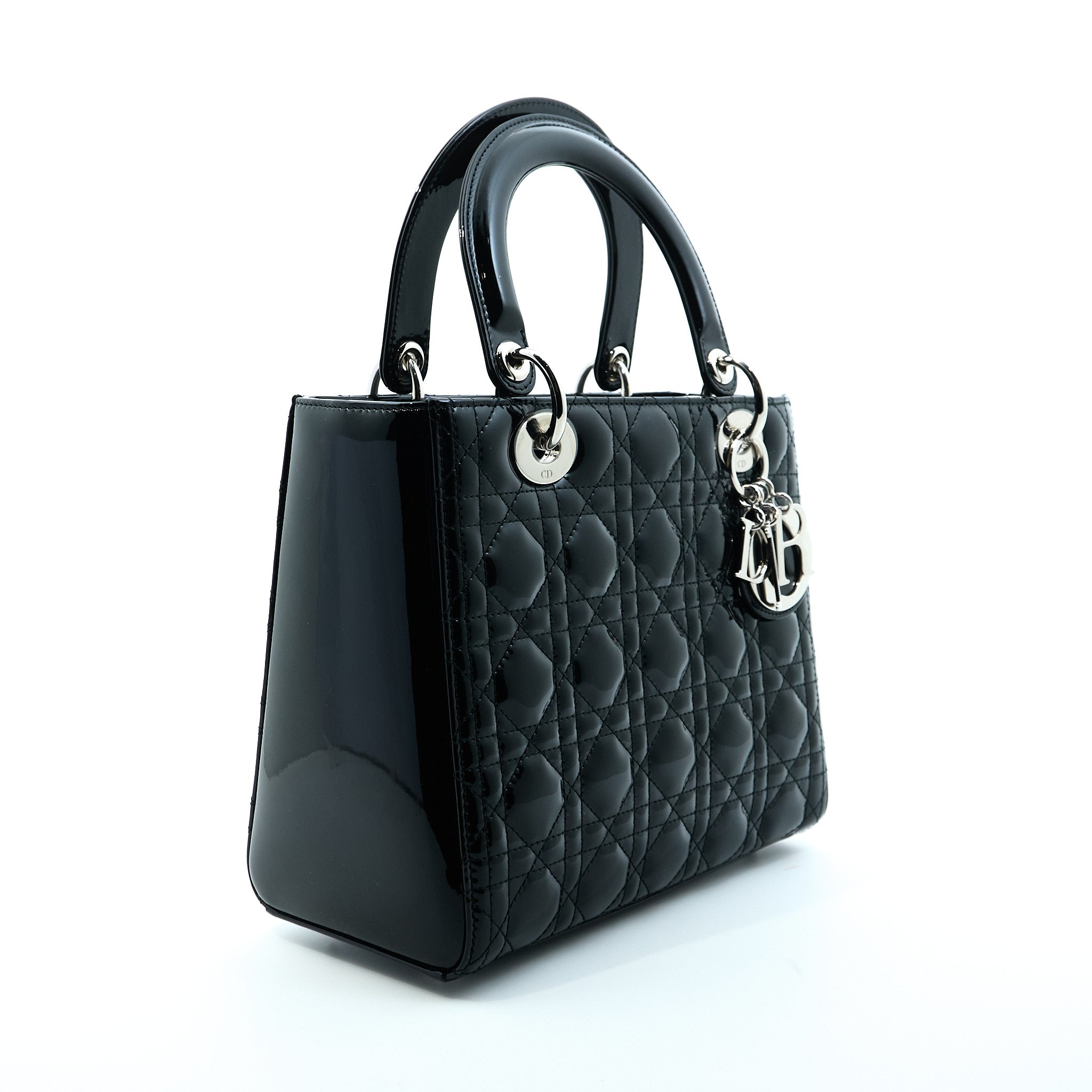 Christian Dior Lady Dior Small Black Patent Bag