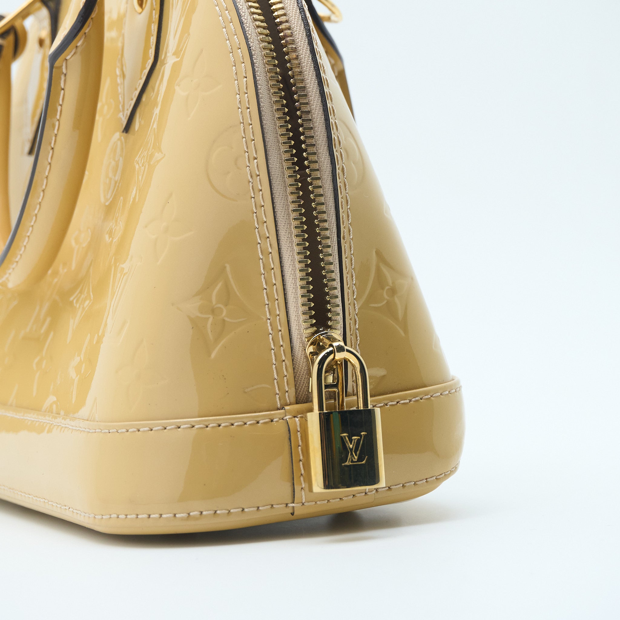 Louis Vuitton Alma BB Monogram Mustard Vernis Leather