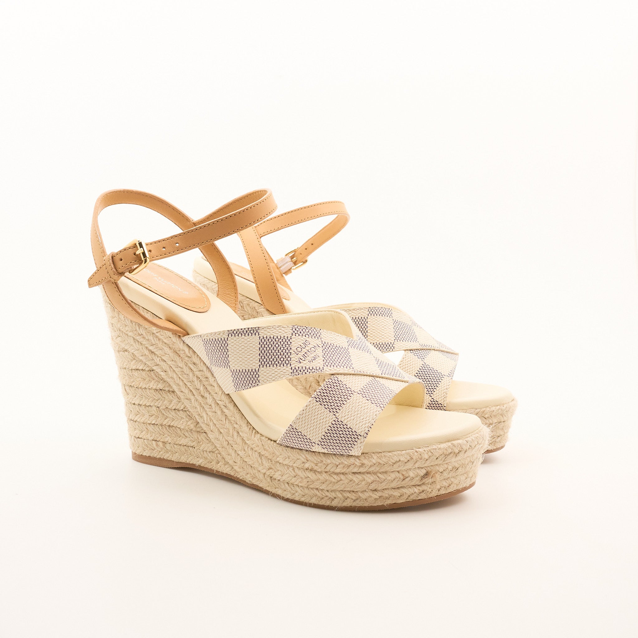 Louis Vuitton Damier Azur Espadrille Wedge Heel EU 39