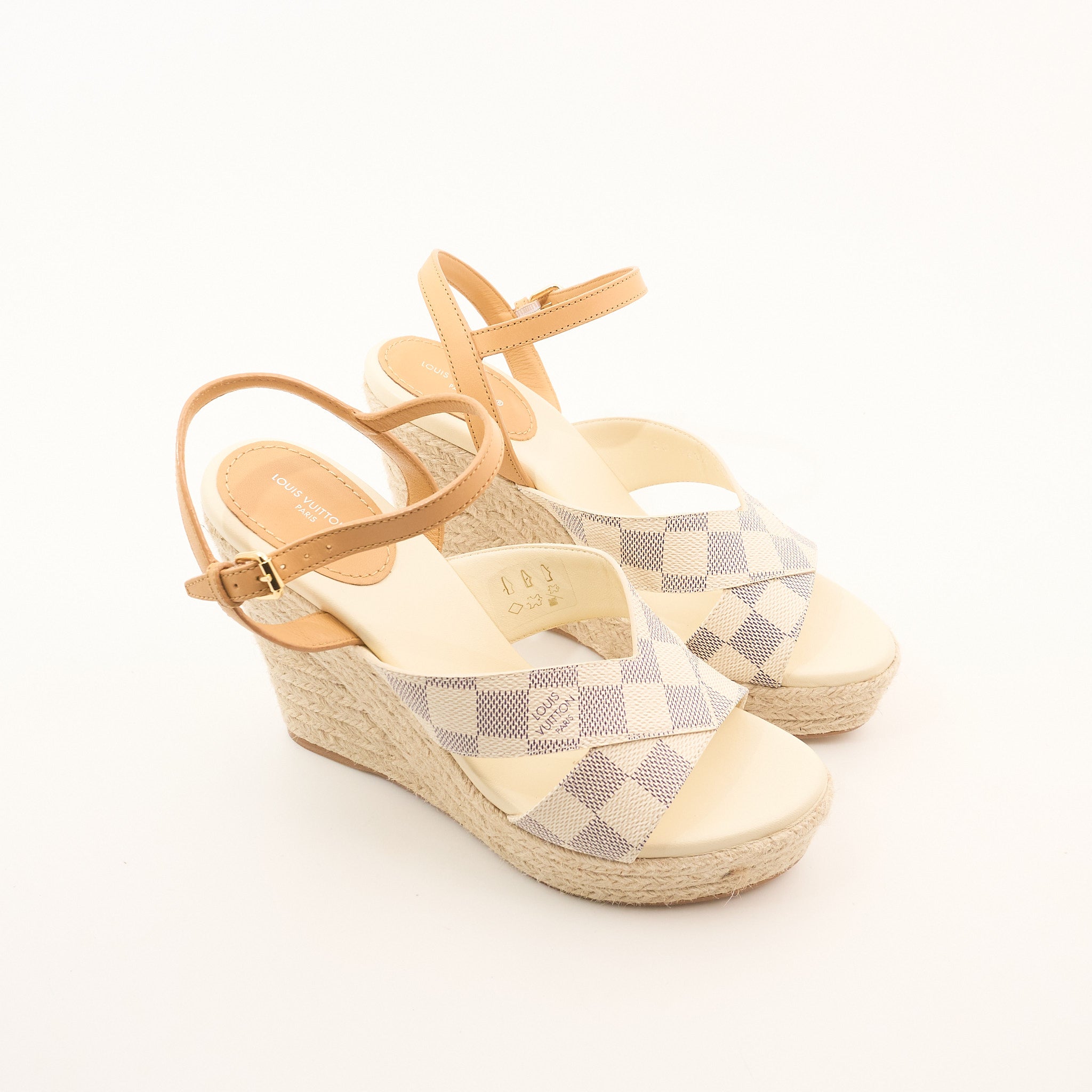 Louis Vuitton Damier Azur Espadrille Wedge Heel EU 39