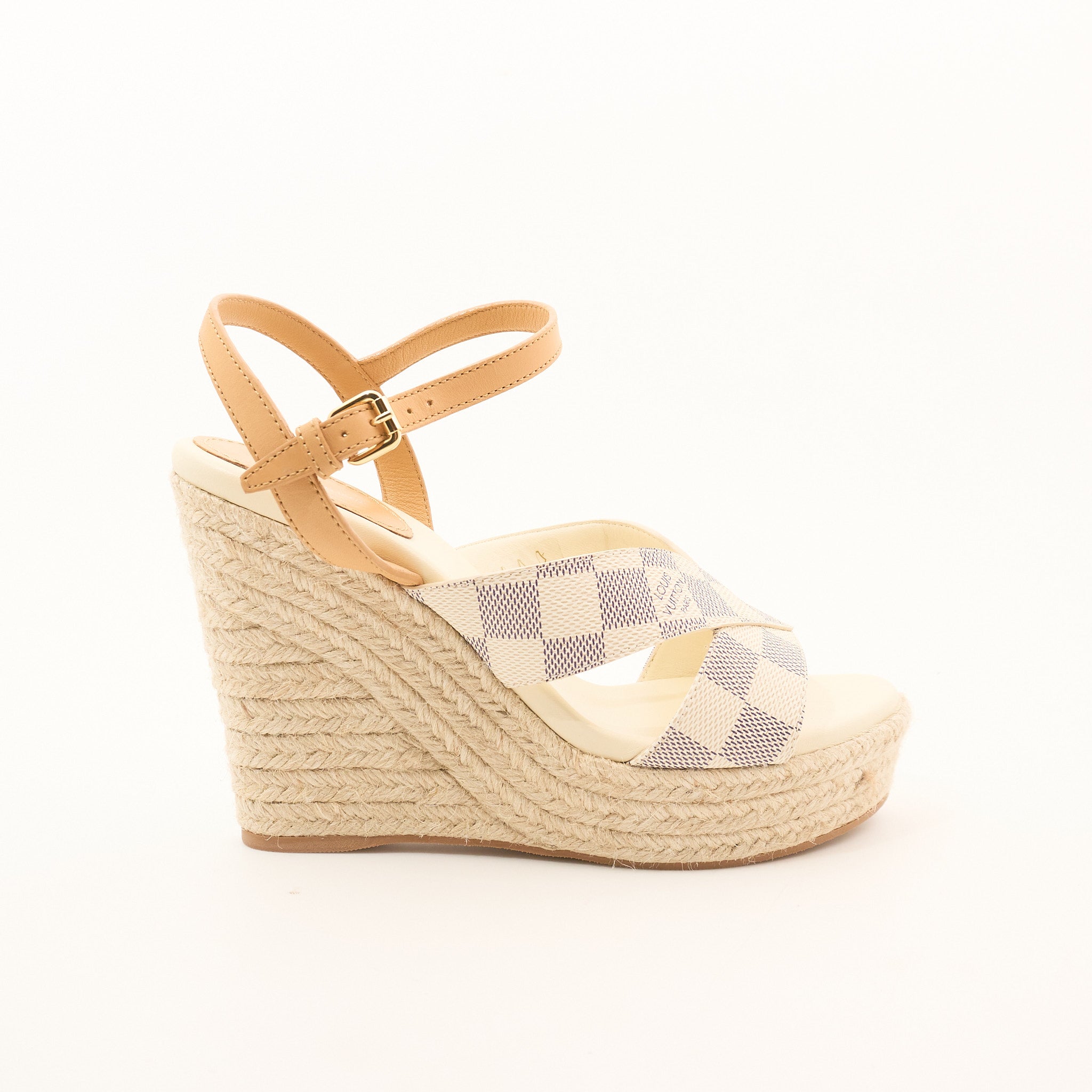 Louis Vuitton Damier Azur Espadrille Wedge Heel EU 39