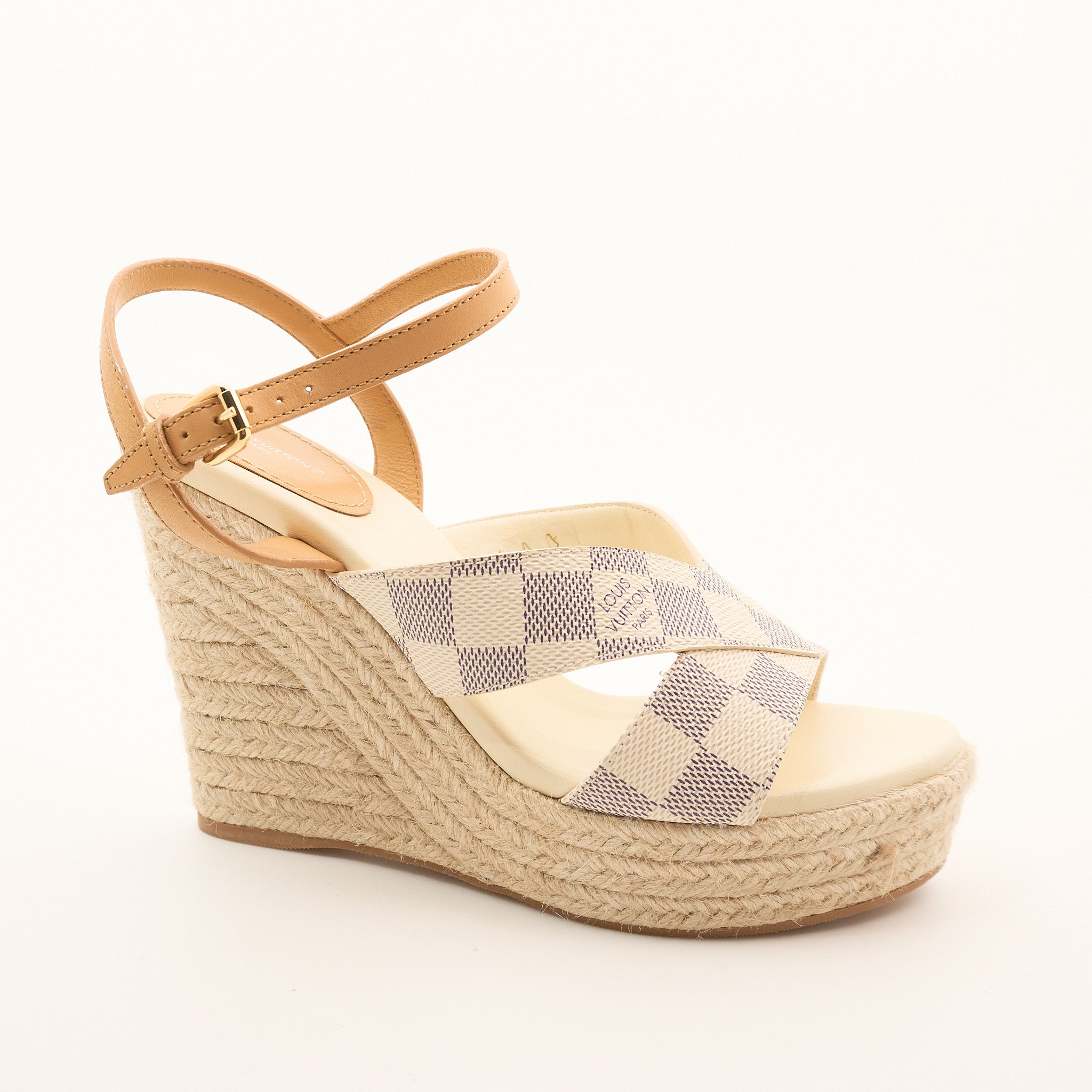 Louis Vuitton Damier Azur Espadrille Wedge Heel EU 39