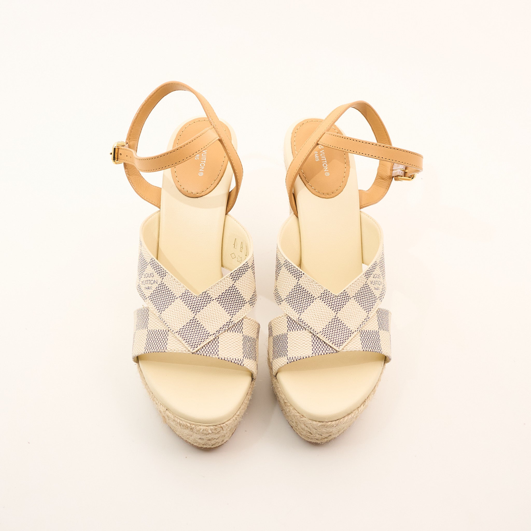 Louis Vuitton Damier Azur Espadrille Wedge Heel EU 39