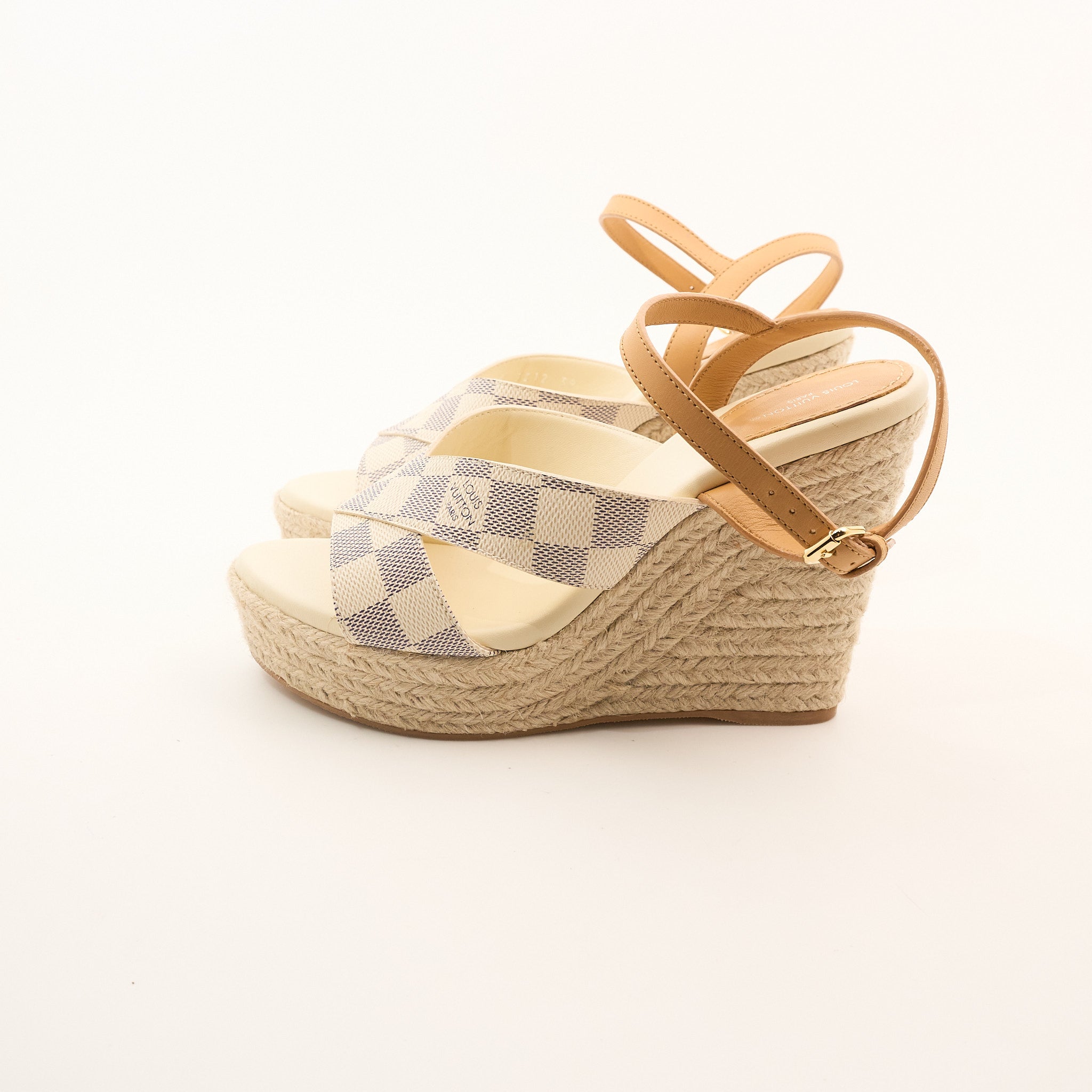 Louis Vuitton Damier Azur Espadrille Wedge Heel EU 39