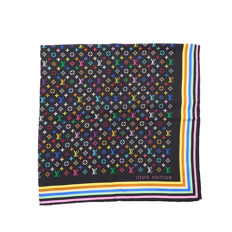 Louis Vuitton Murakami Black Silk Scarf