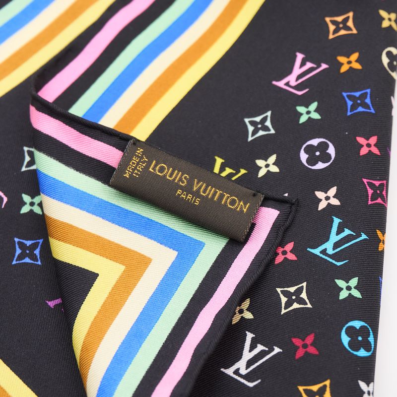 Louis Vuitton Murakami Black Silk Scarf