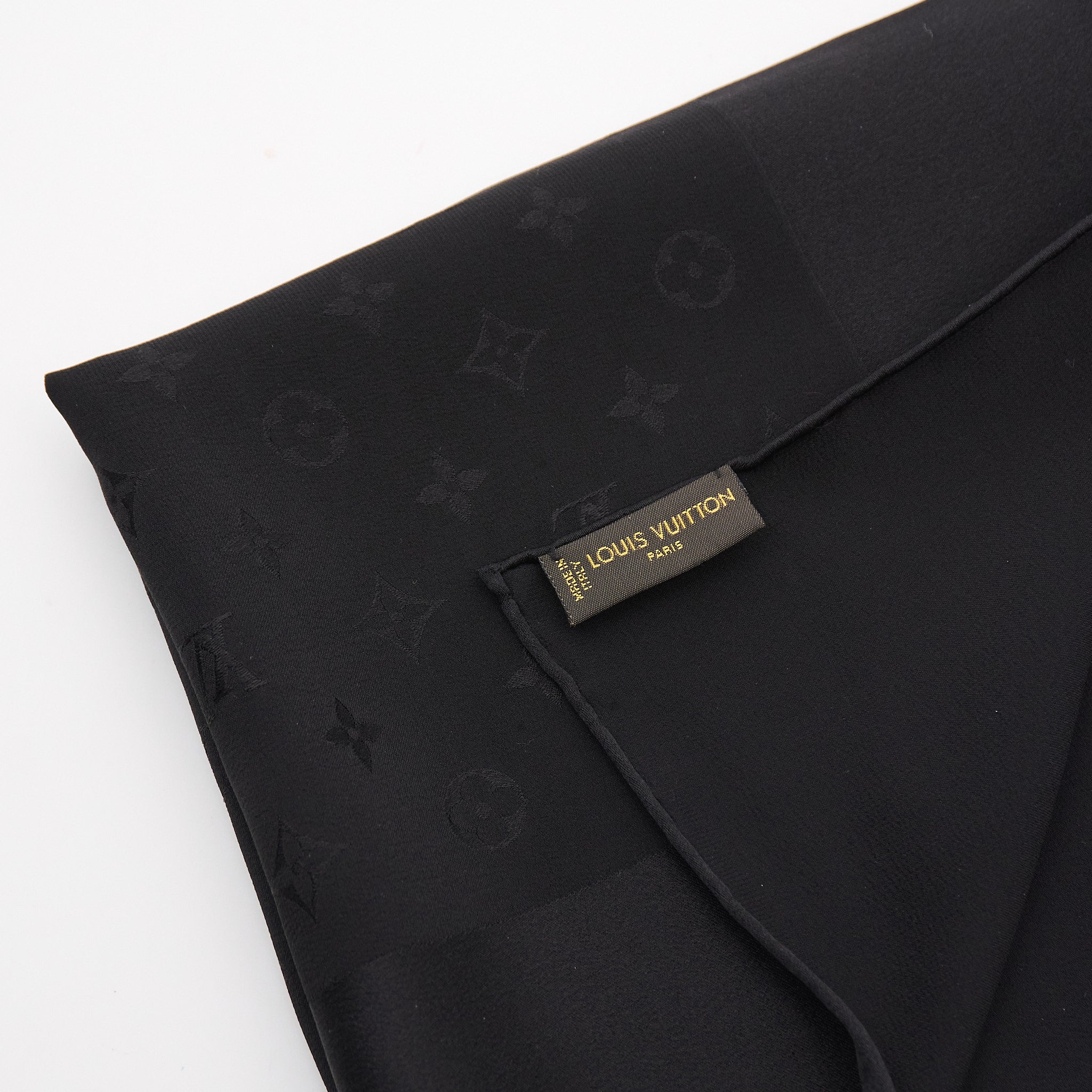 Louis Vuitton Noir Monogram Silk Scarf