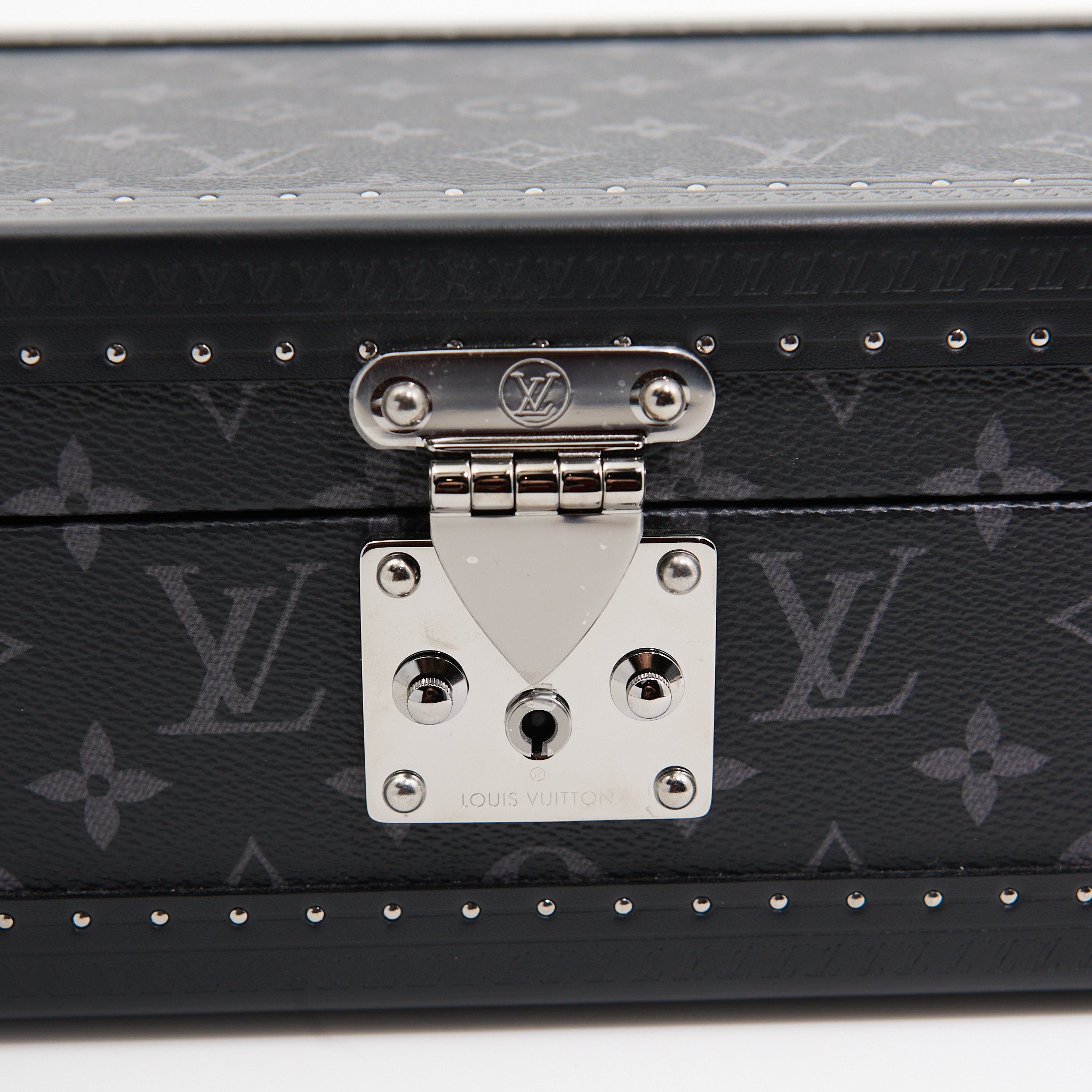 Louis Vuittton Leather Coffret 8 Montres Watch Box in Black Monogram SHW