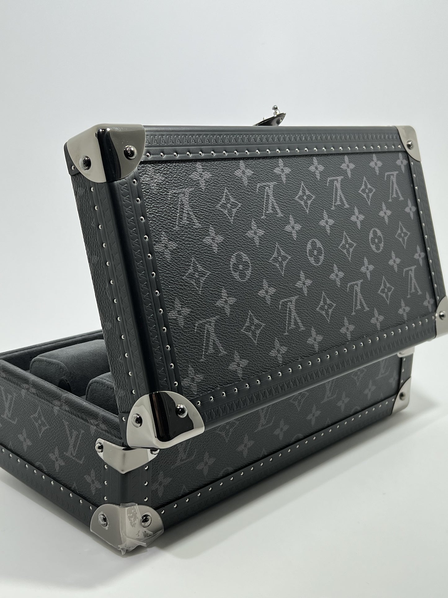 Louis Vuittton Leather Coffret 8 Montres Watch Box in Black Monogram SHW