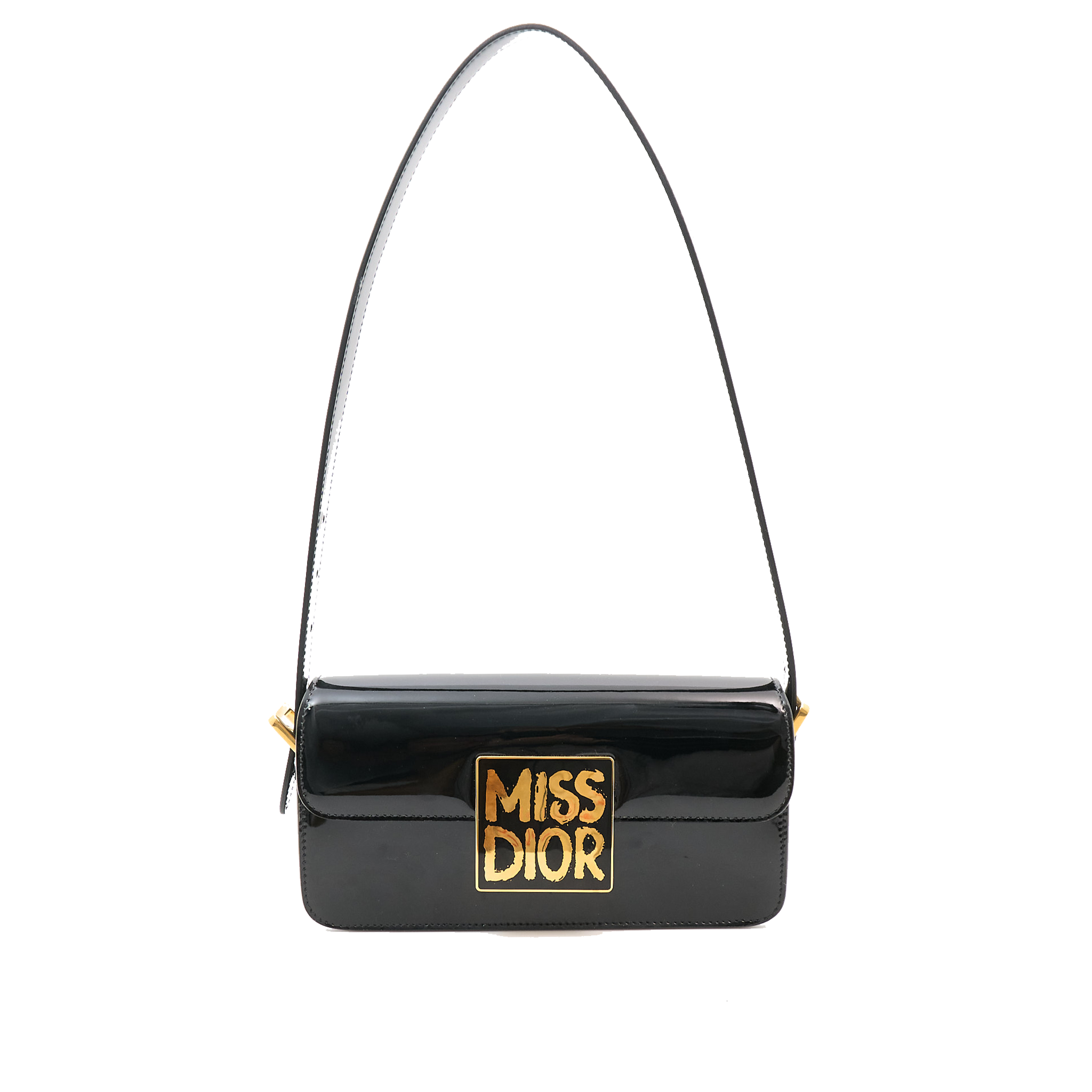 Miss Dior Flap Shoulder Bag Black Patent