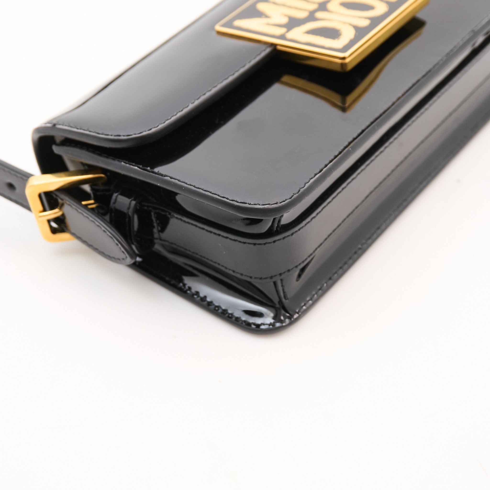 Miss Dior Flap Shoulder Bag Black Patent