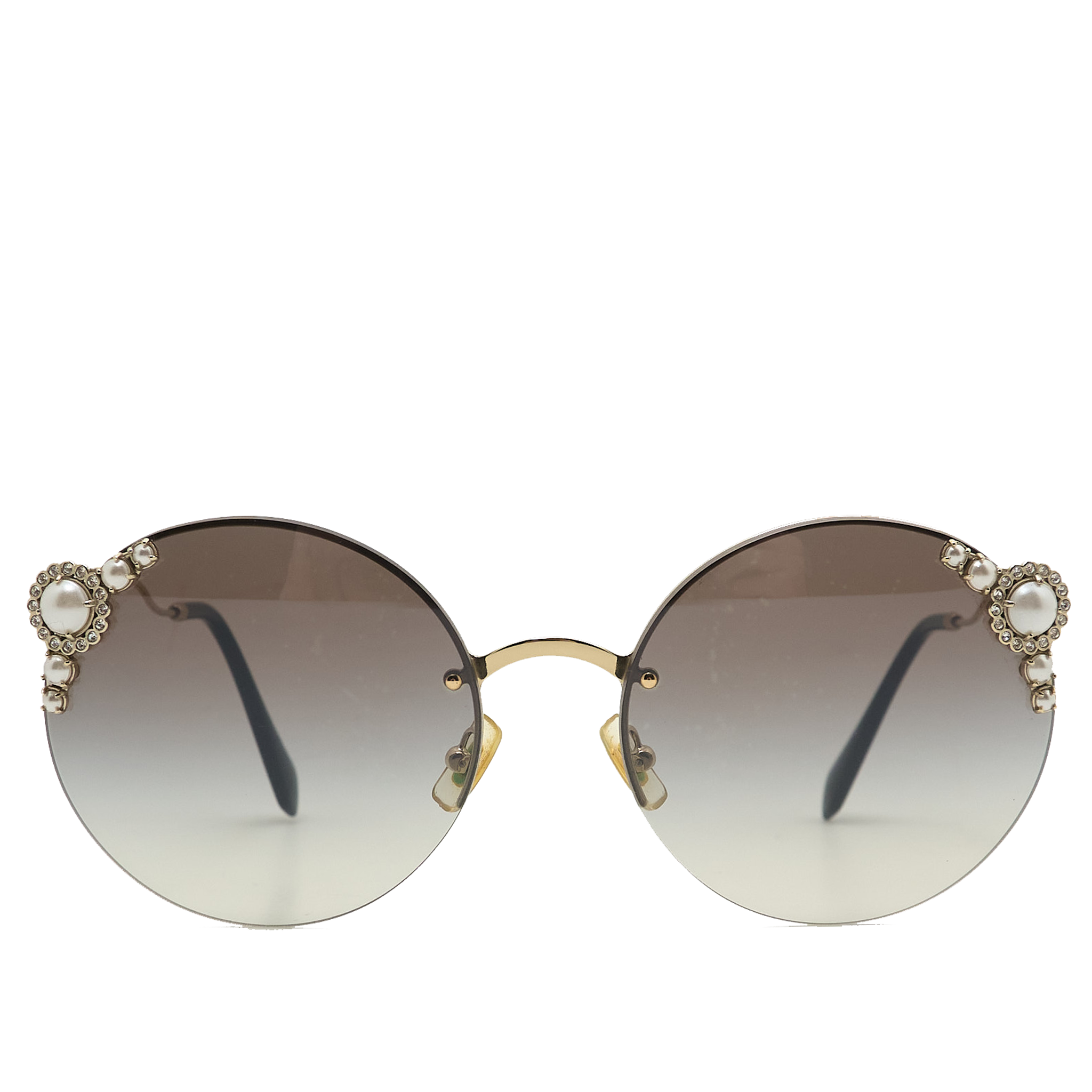 Miu Miu Round Pearl & Crystal Sunglasses