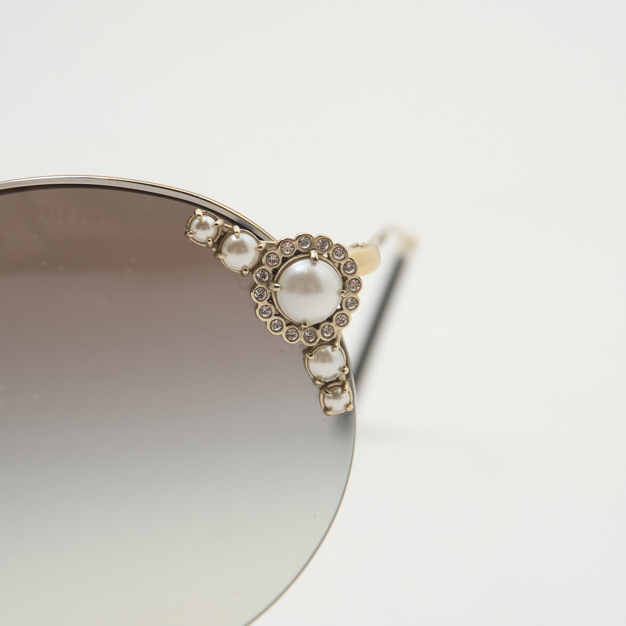 Miu Miu Round Pearl & Crystal Sunglasses