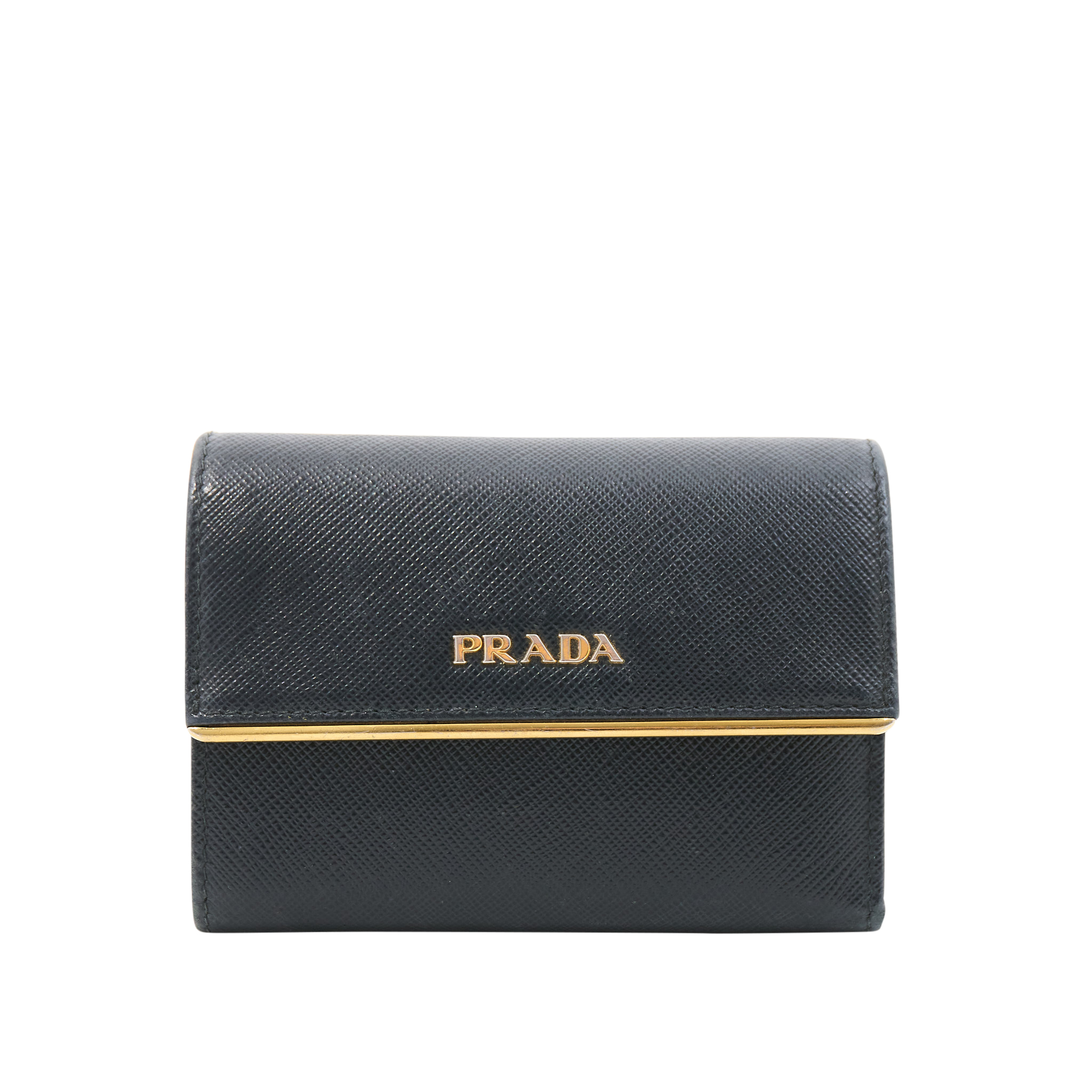 Prada Black Saffiano Leather Flap Wallet