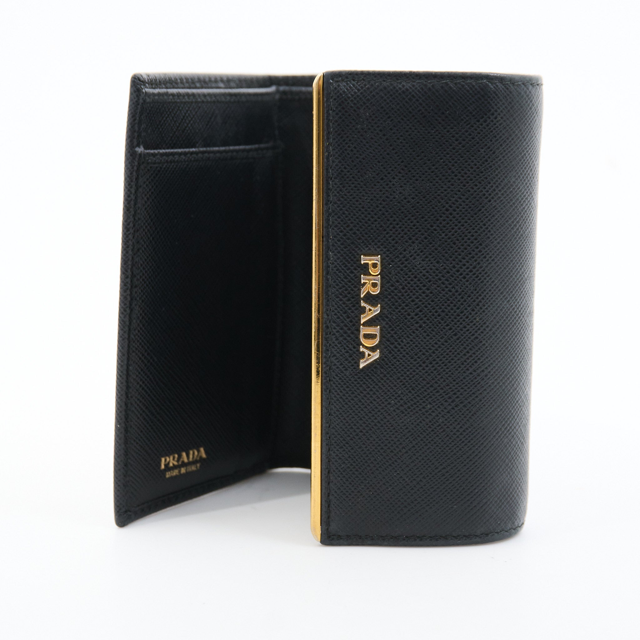 Prada Black Saffiano Leather Flap Wallet