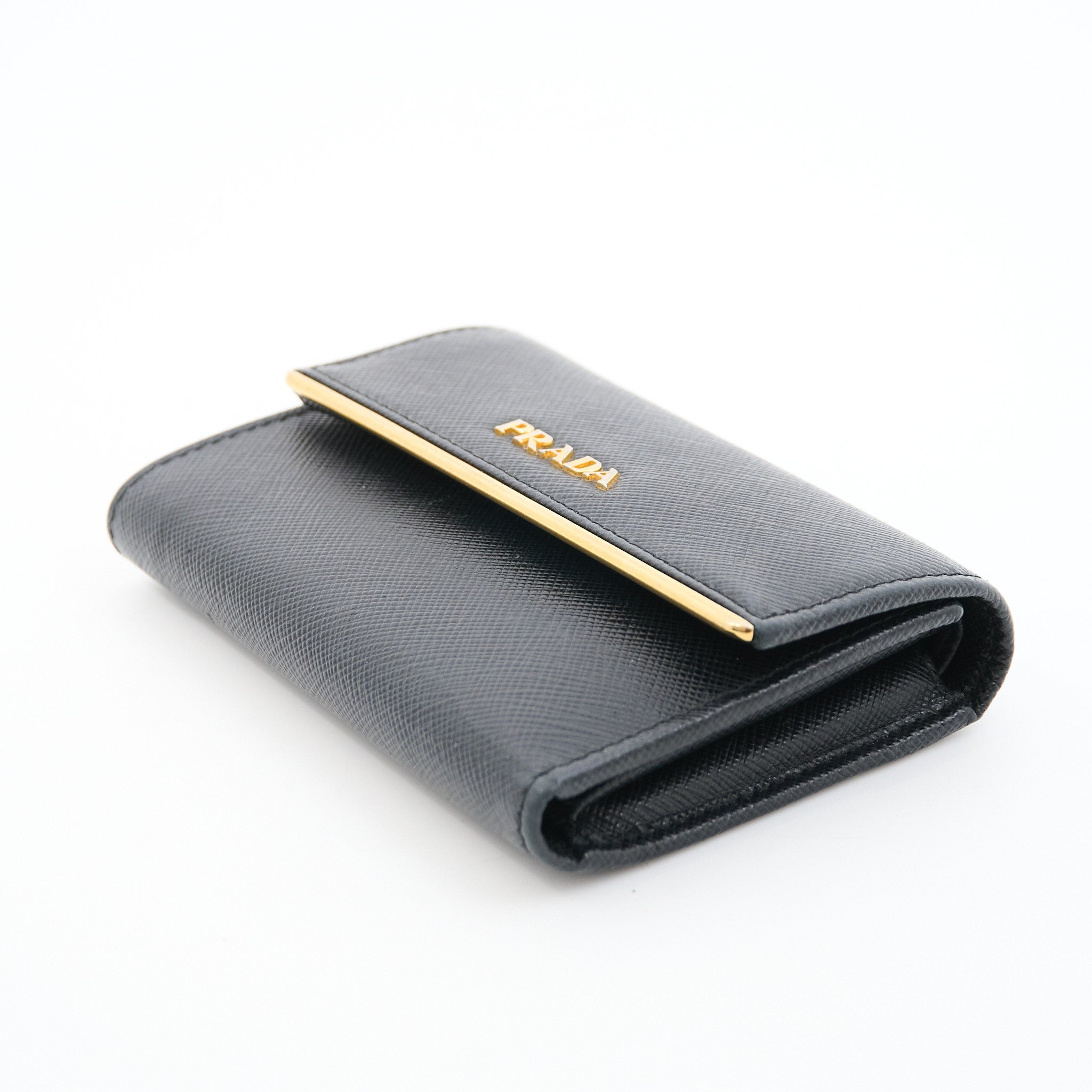 Prada Black Saffiano Leather Flap Wallet