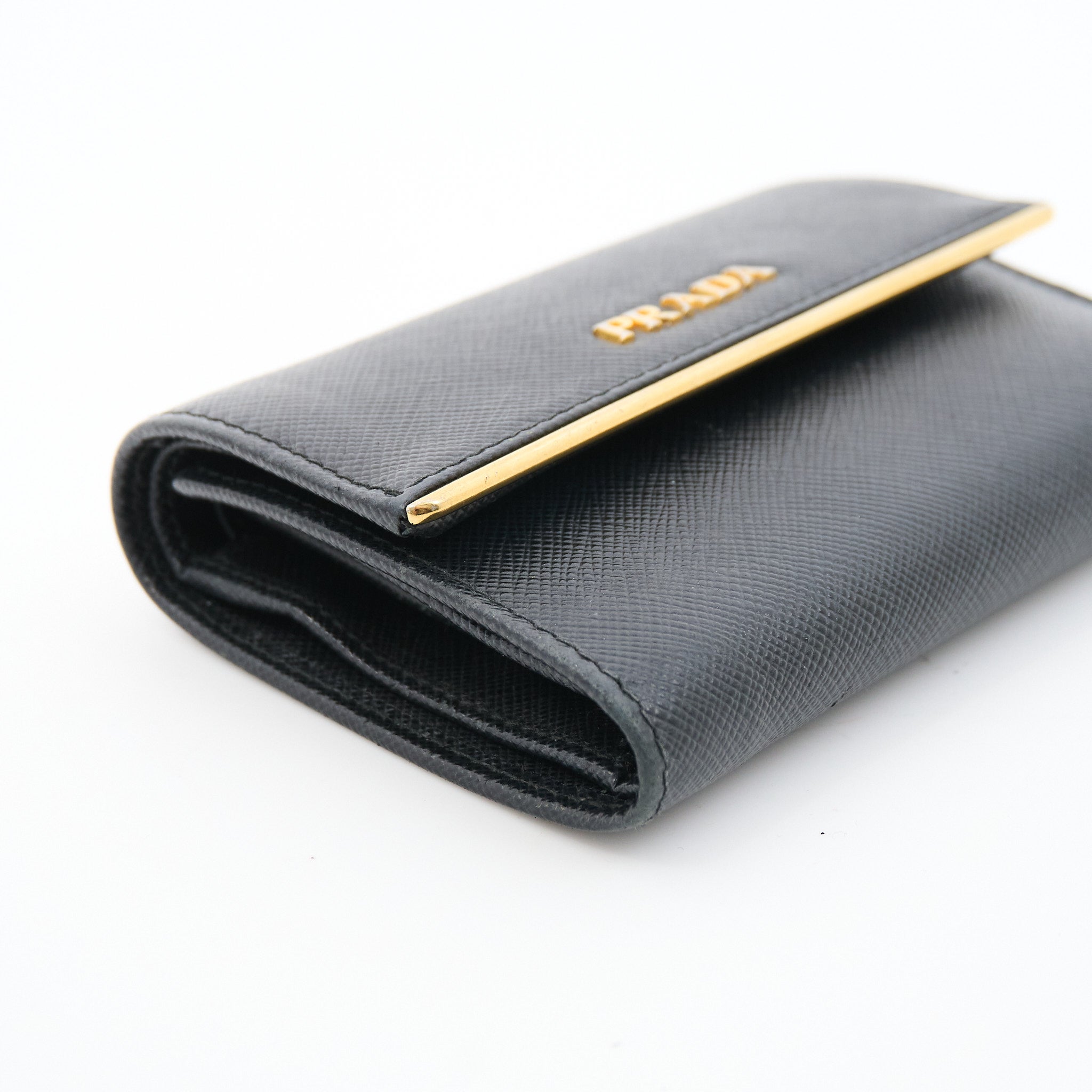 Prada Black Saffiano Leather Flap Wallet