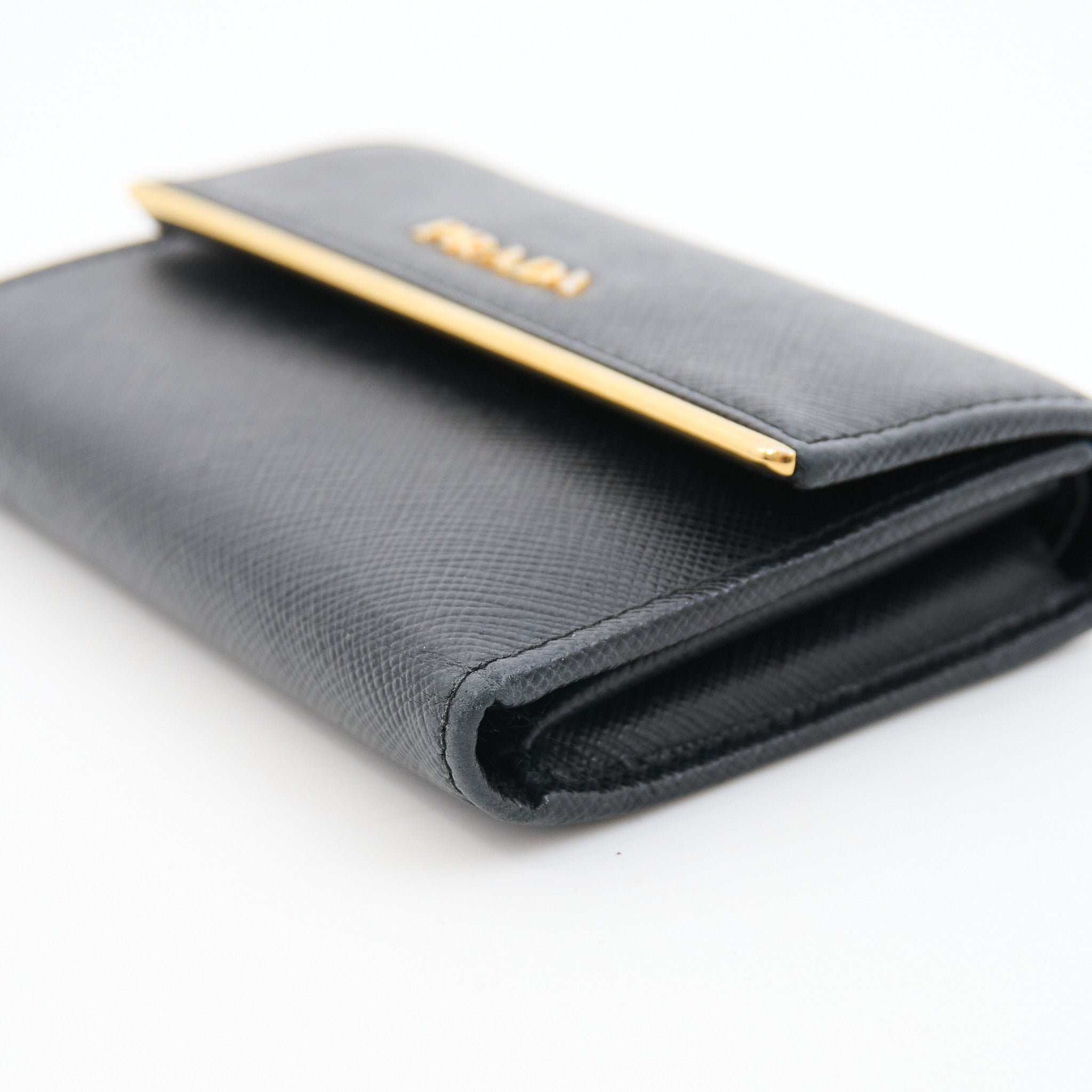 Prada Black Saffiano Leather Flap Wallet