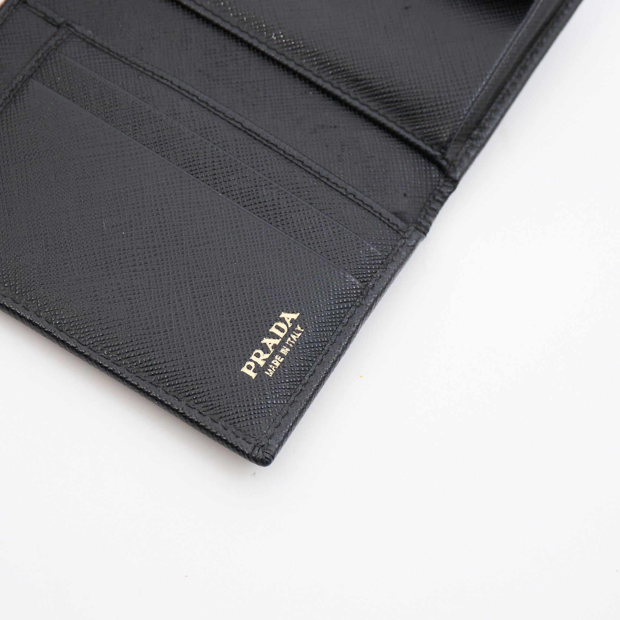 Prada Black Saffiano Leather Flap Wallet