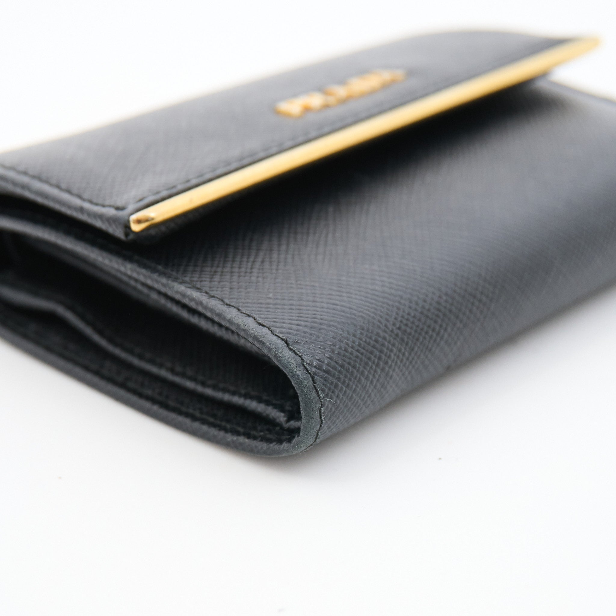 Prada Black Saffiano Leather Flap Wallet