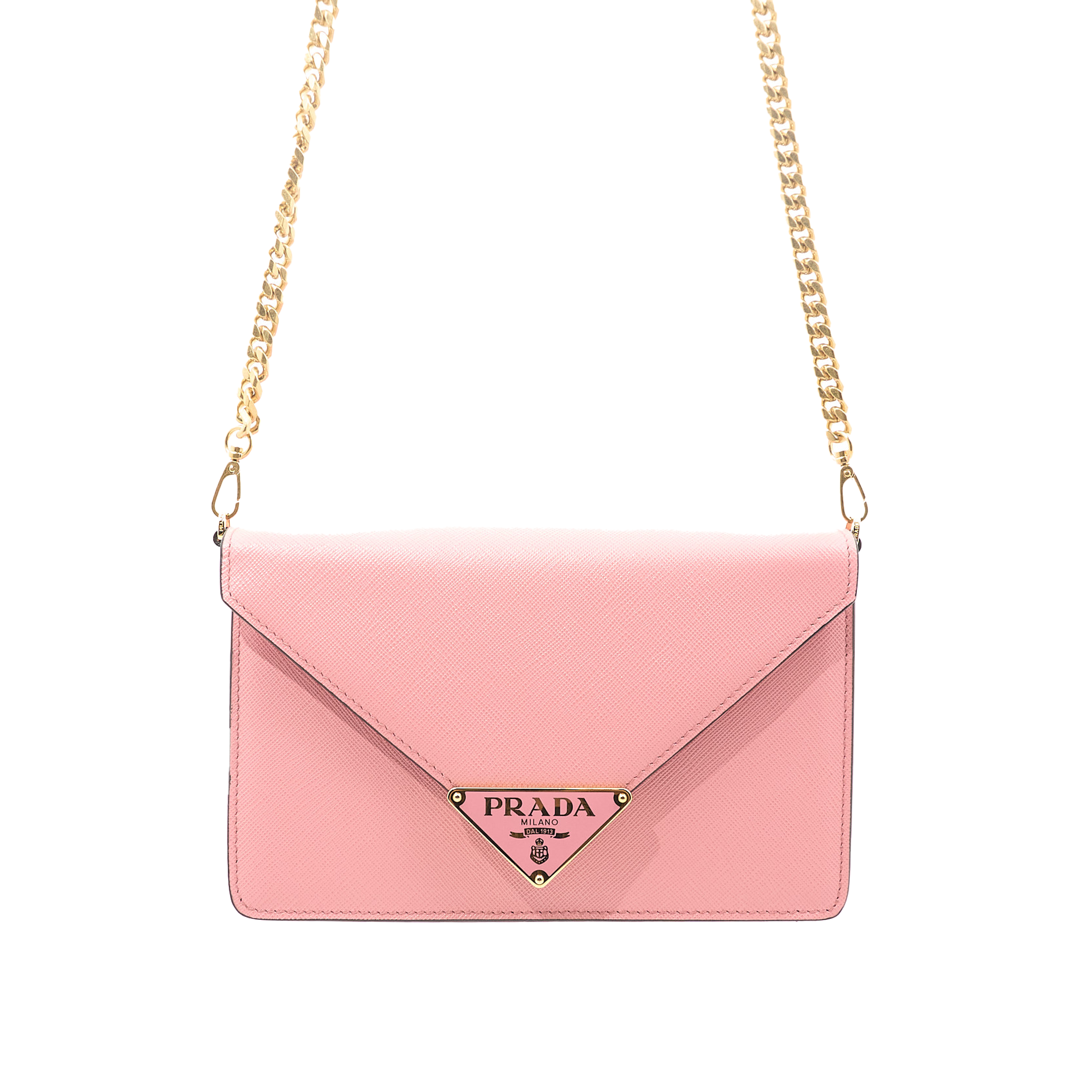 Prada Pink Saffiano Crossbody Clutch Bag