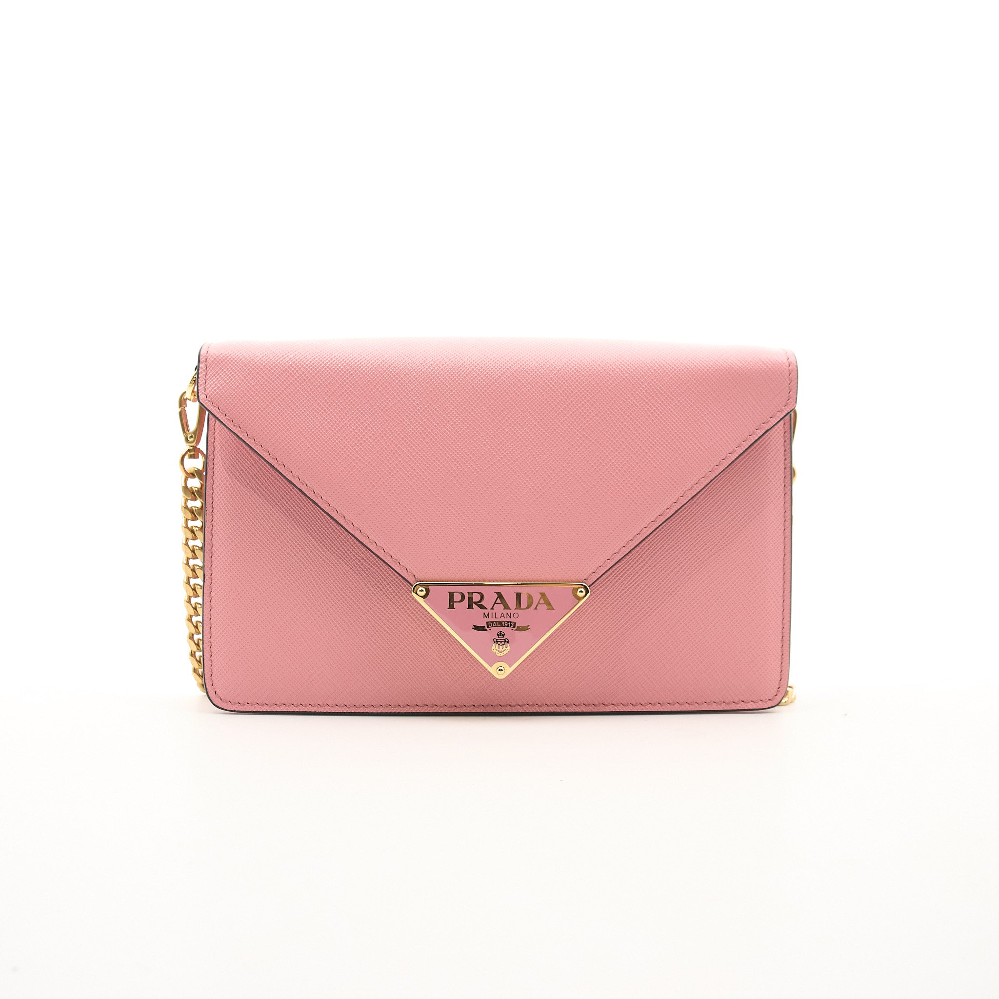 Prada Pink Saffiano Crossbody Clutch Bag