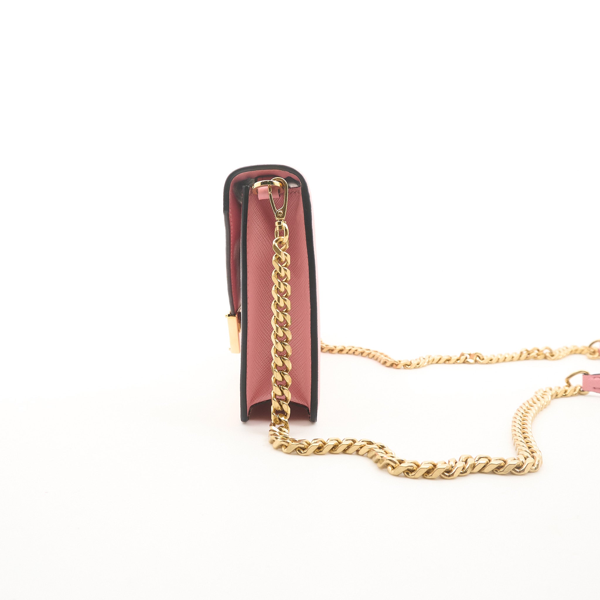 Prada Pink Saffiano Crossbody Clutch Bag