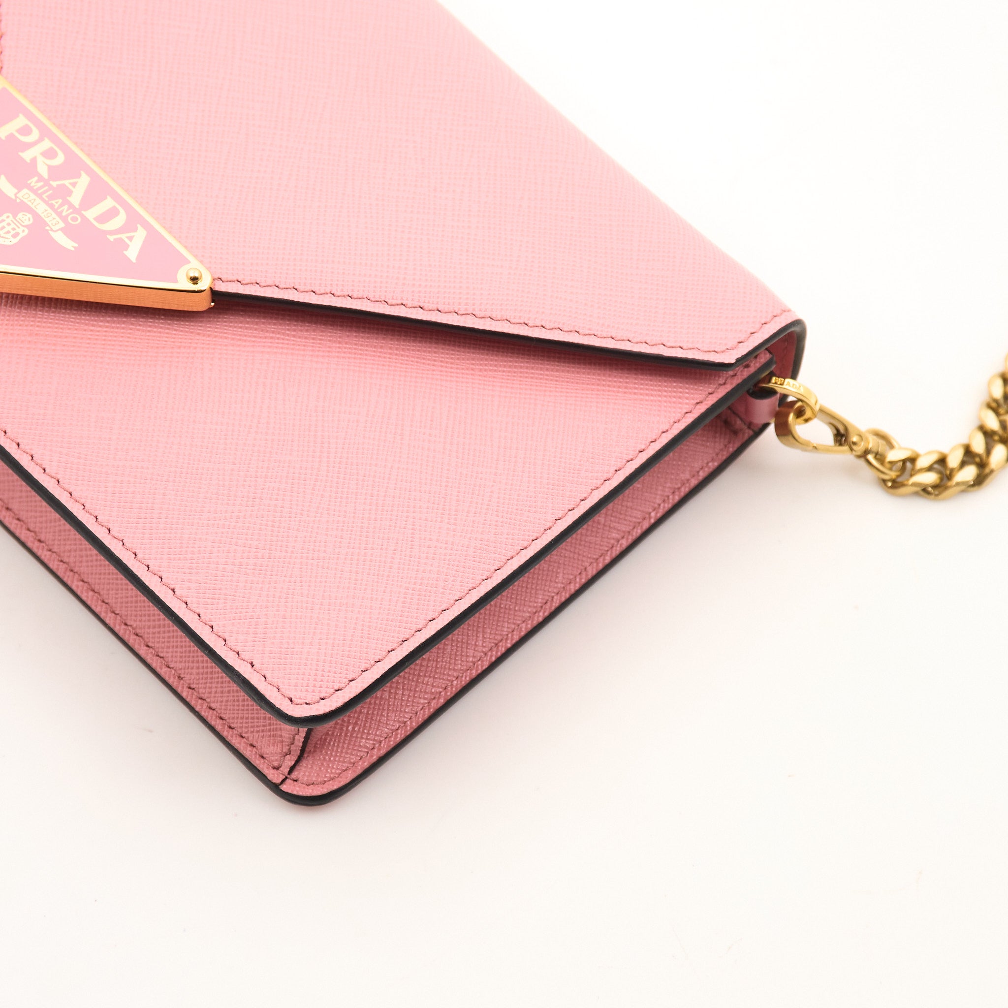Prada Pink Saffiano Crossbody Clutch Bag