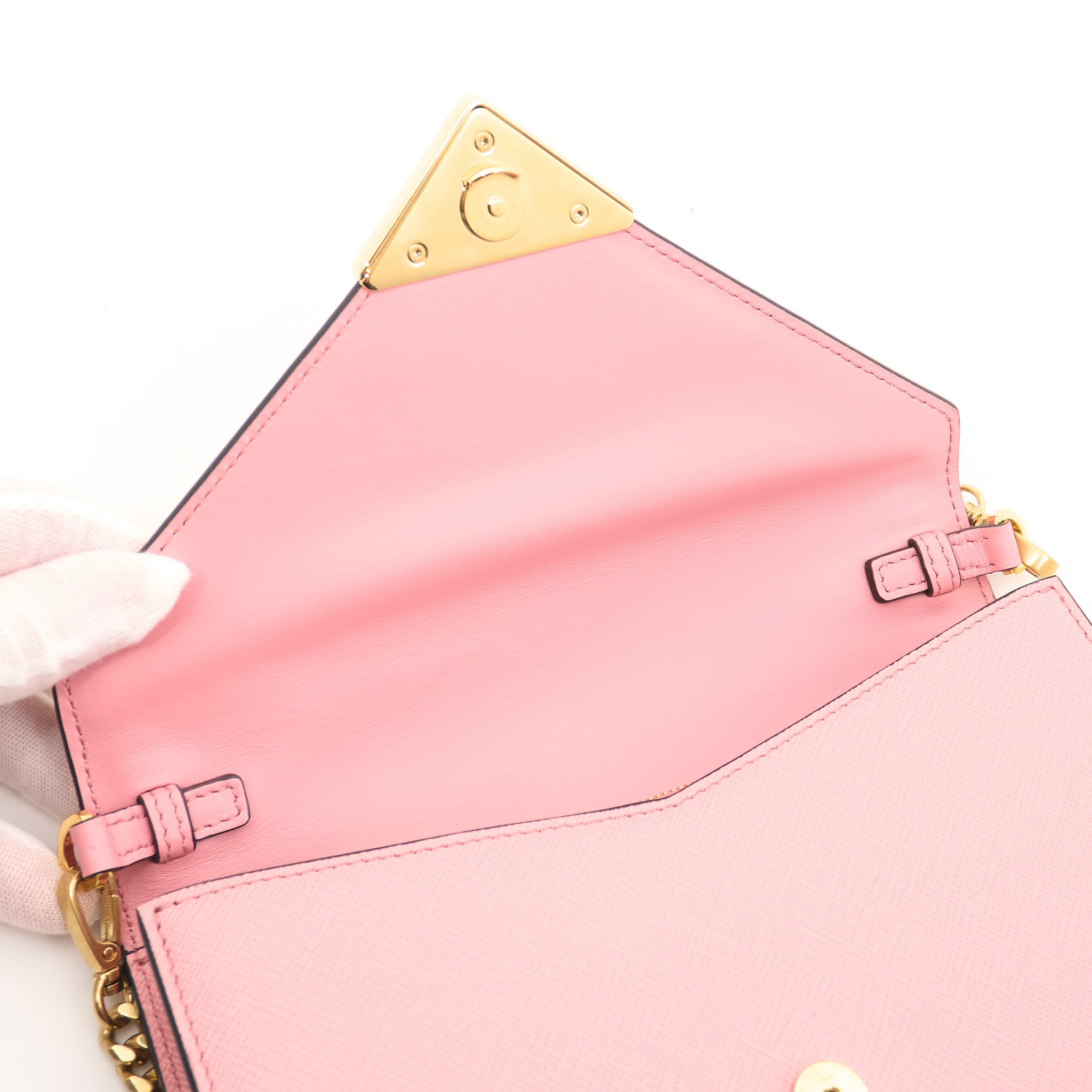 Prada Pink Saffiano Crossbody Clutch Bag