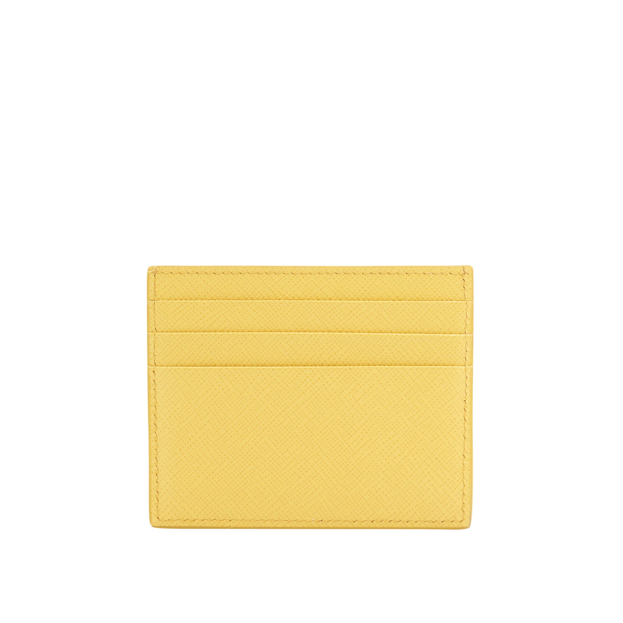 Prada Leather Saffiano Card Wallet in Yellow