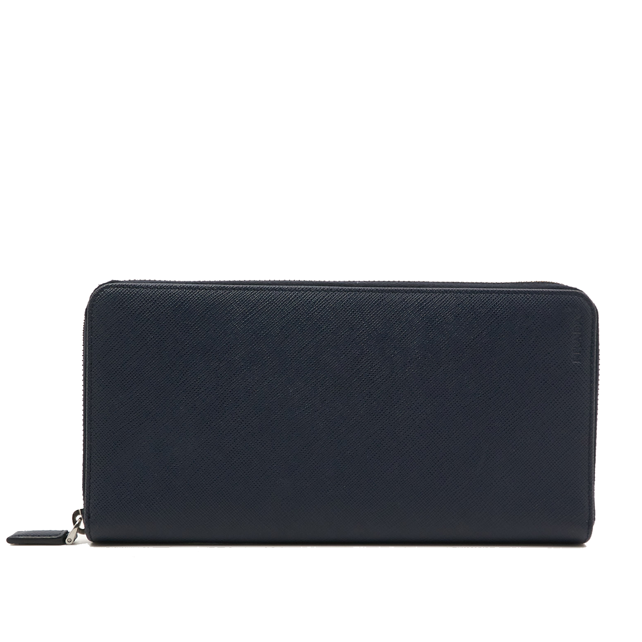 Prada Navy Saffiano Passport Zip Wallet