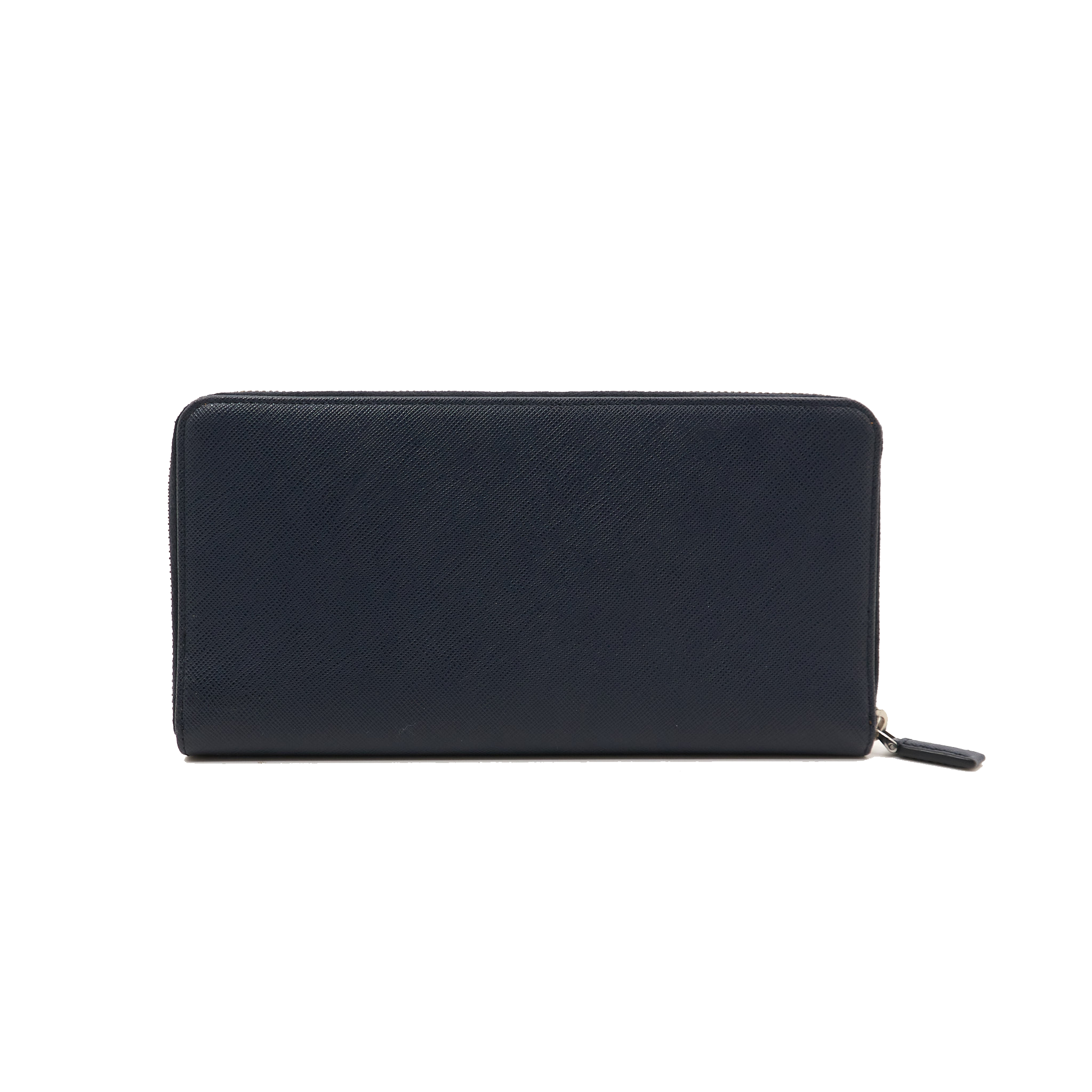 Prada Navy Saffiano Passport Zip Wallet