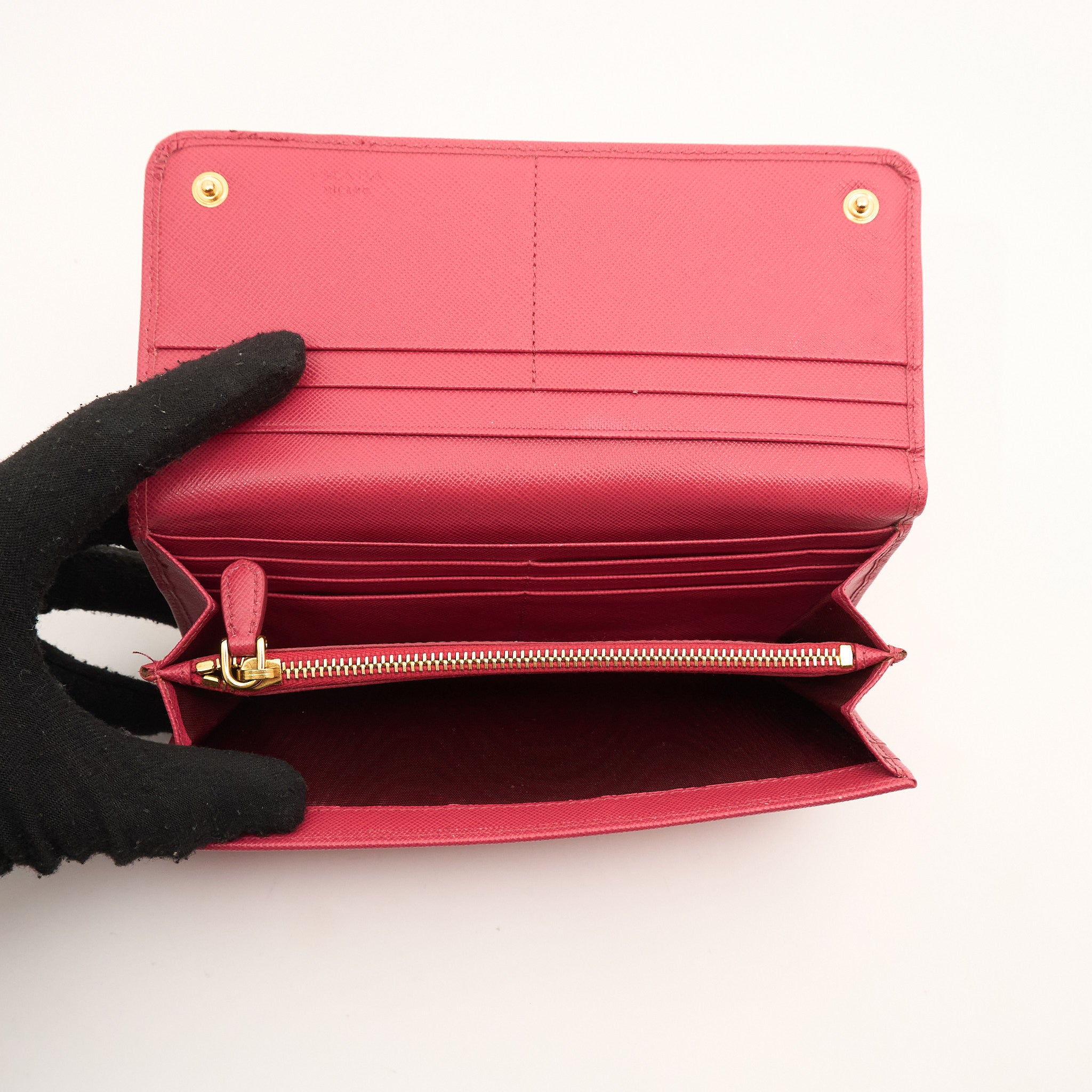 Prada Pink Saffiano Leather Wallet
