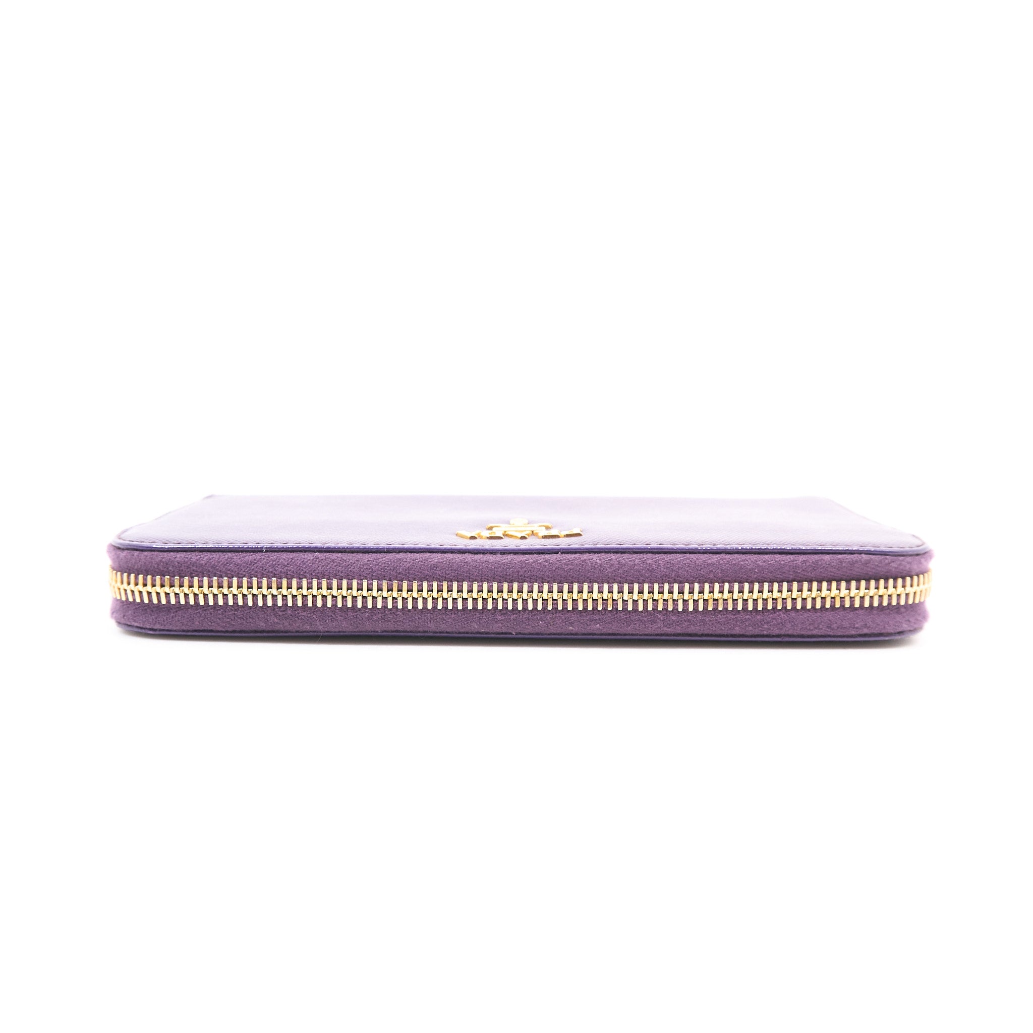 Prada Purple Saffiano Leather Zip Around Wallet