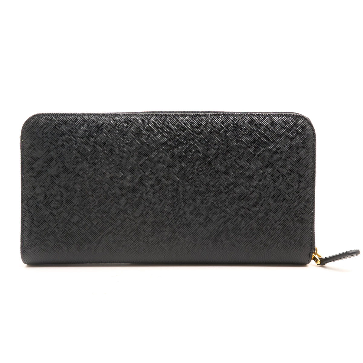 Prada Black Saffiano Leather Zip Around Wallet