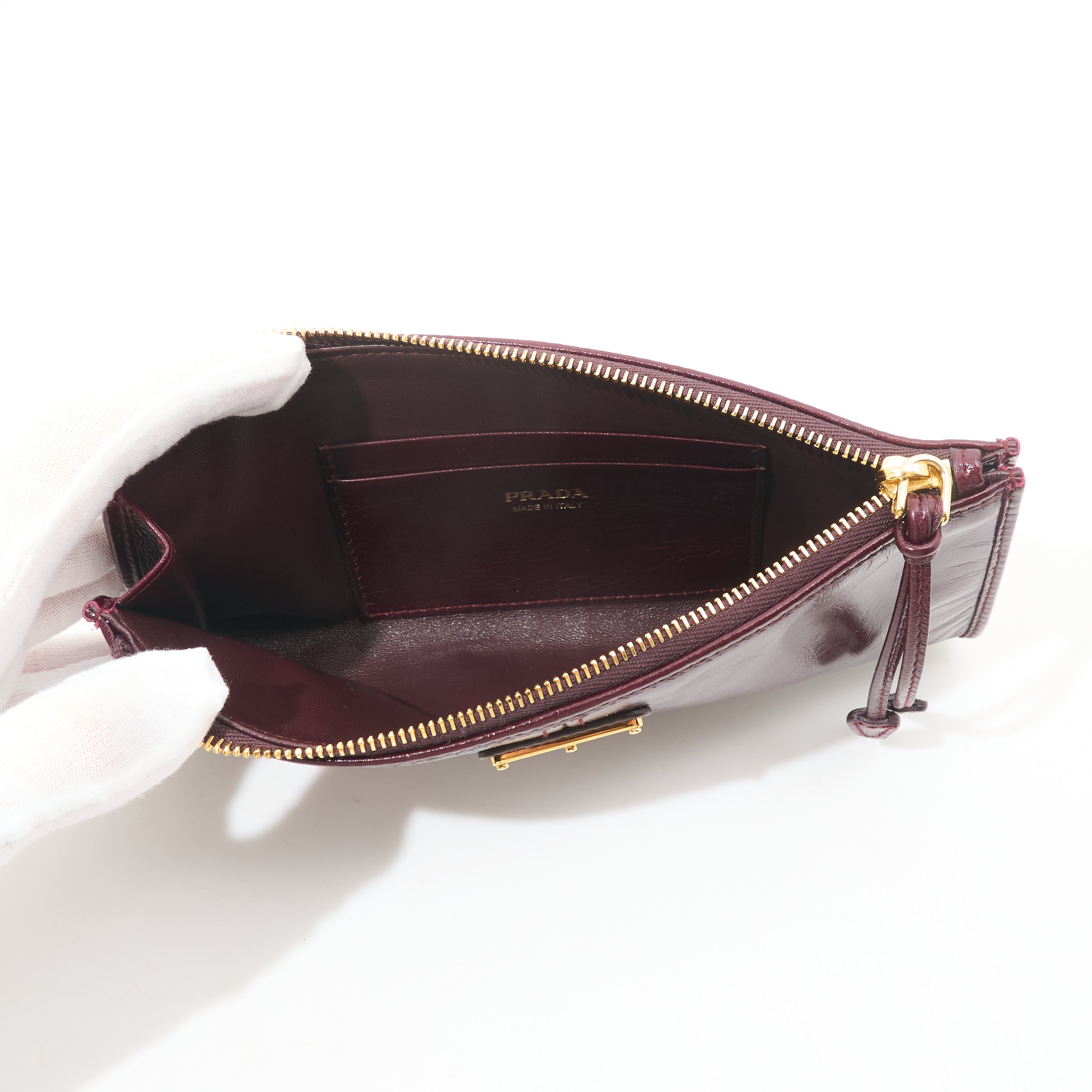 Prada Burgundy Leather Pouch