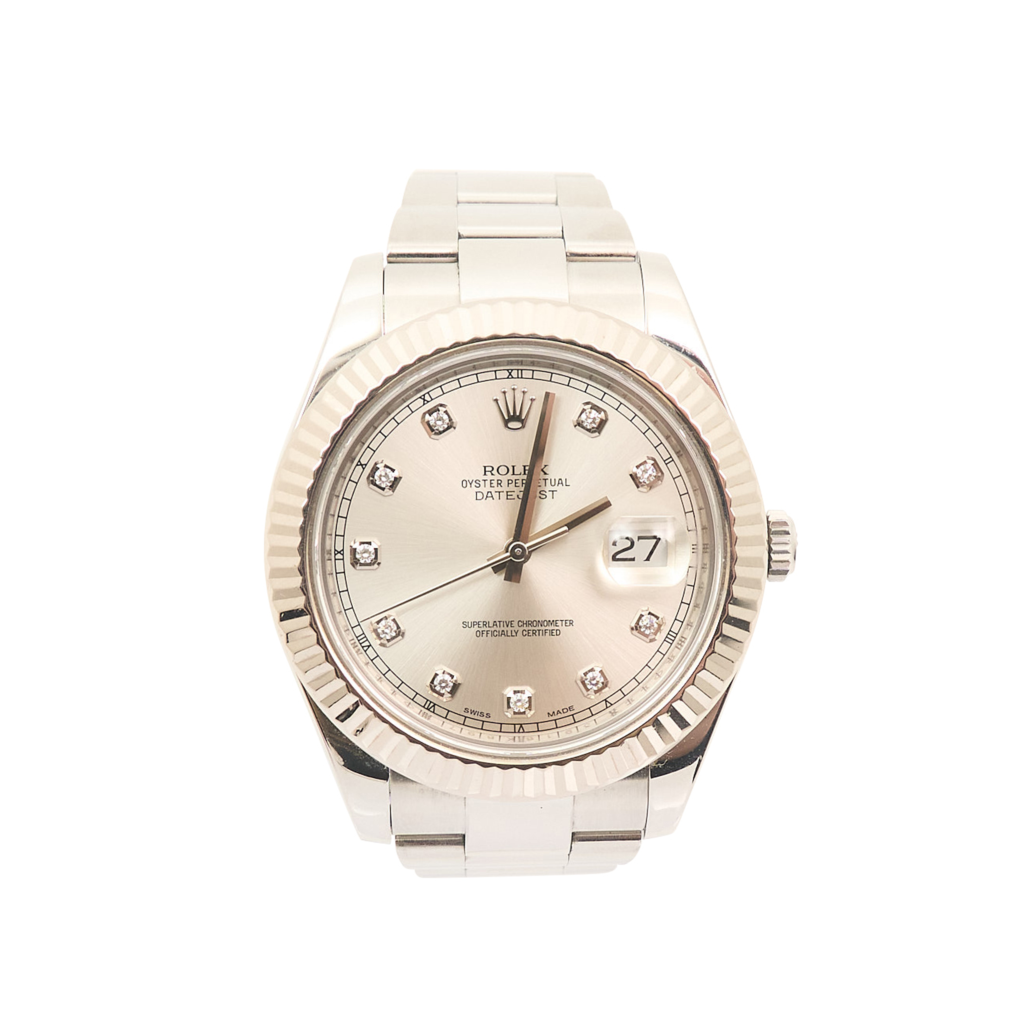 Rolex Datejust 41 Silver Diamond Dial 116334