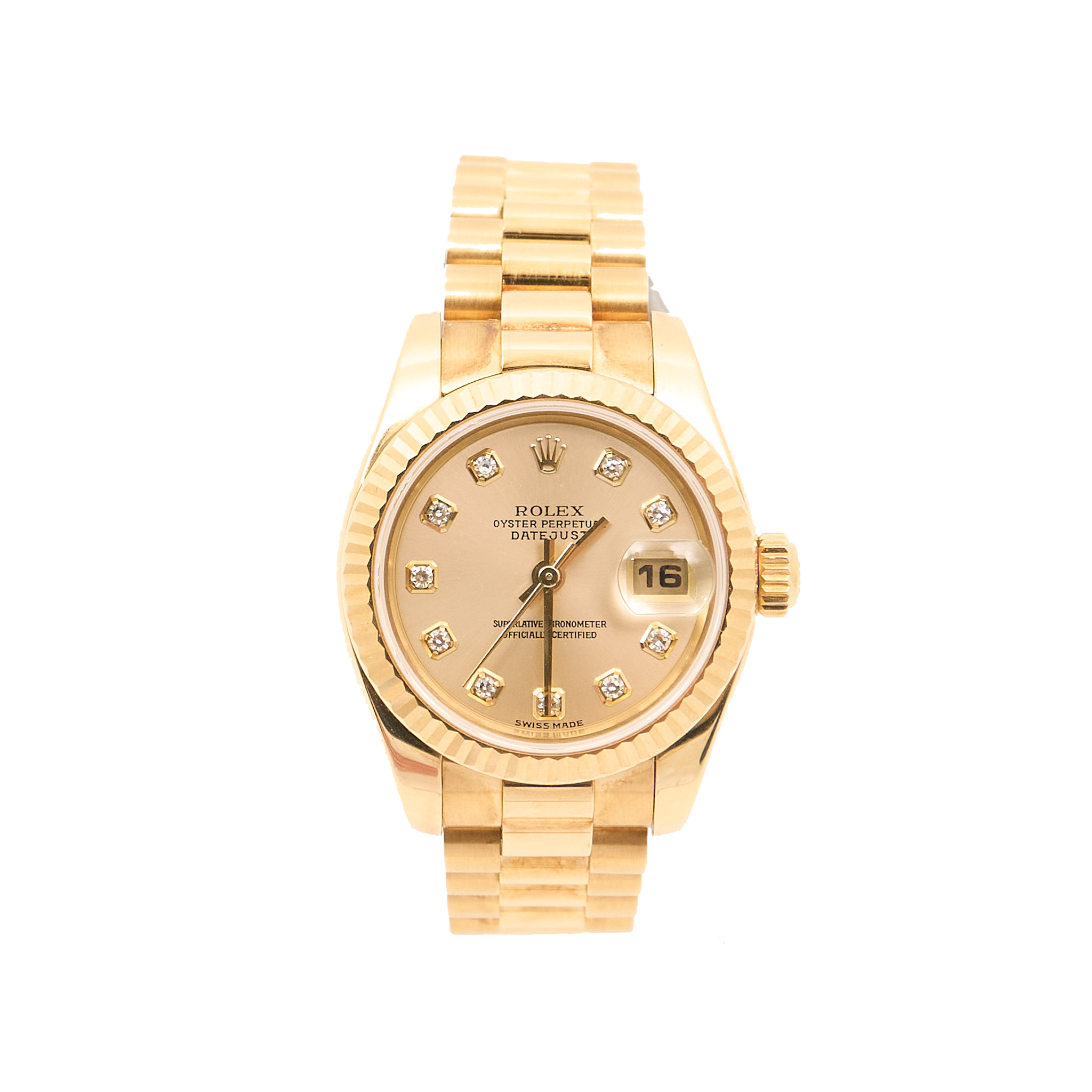 Rolex Lady-Datejust 26 Champagne Dial 18ct Yellow Gold 179178