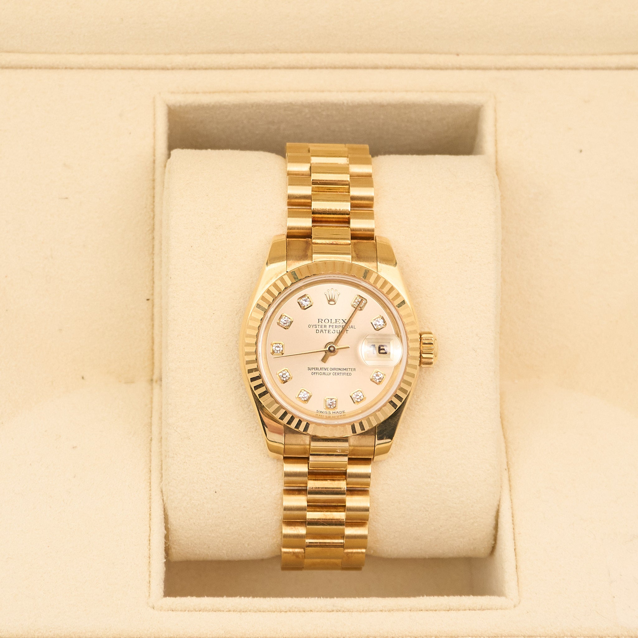 Rolex Lady-Datejust 26 Champagne Dial 18ct Yellow Gold 179178
