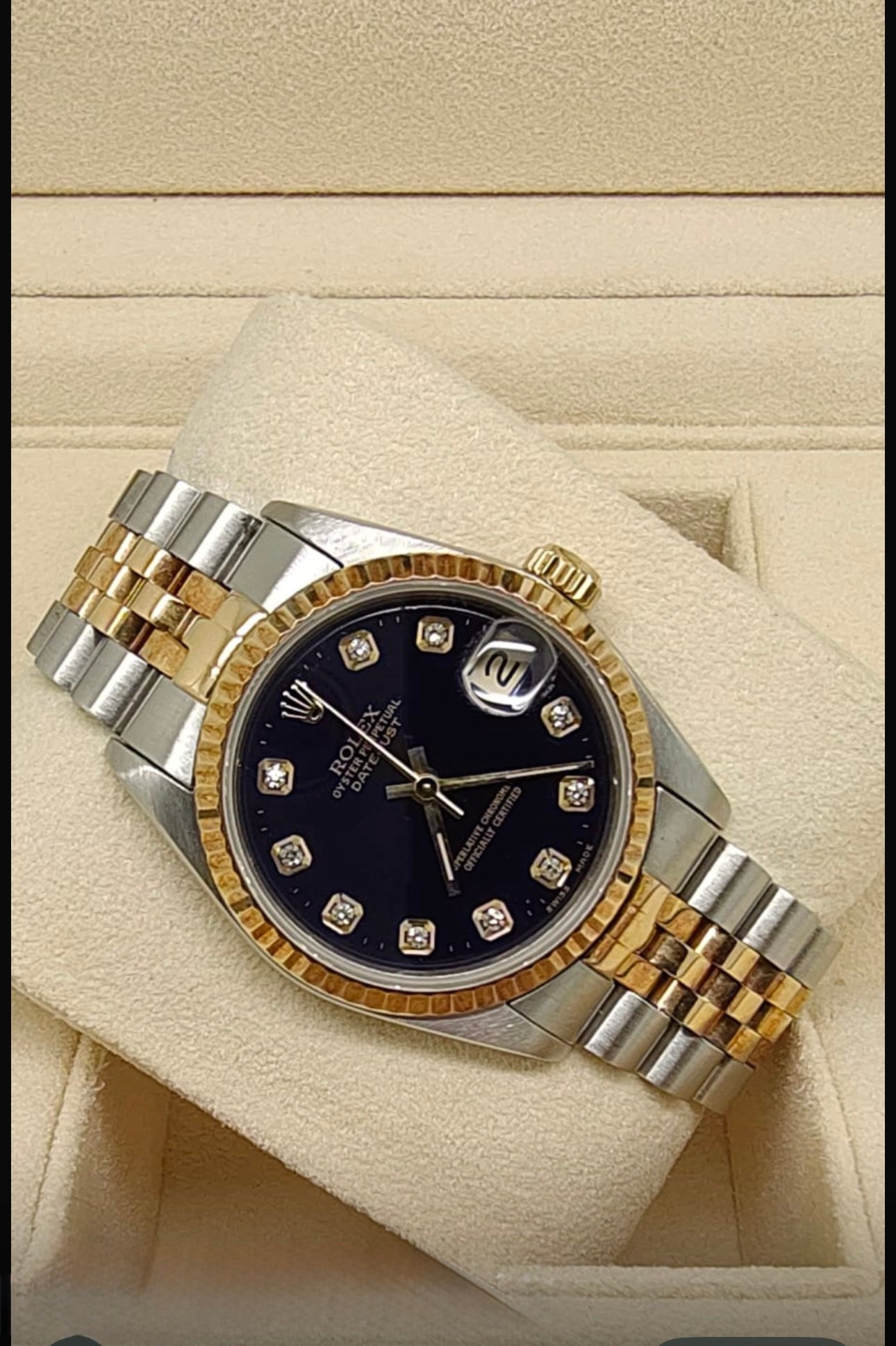 Rolex Datejust 26mm Black Diamond Dial Watch 79173