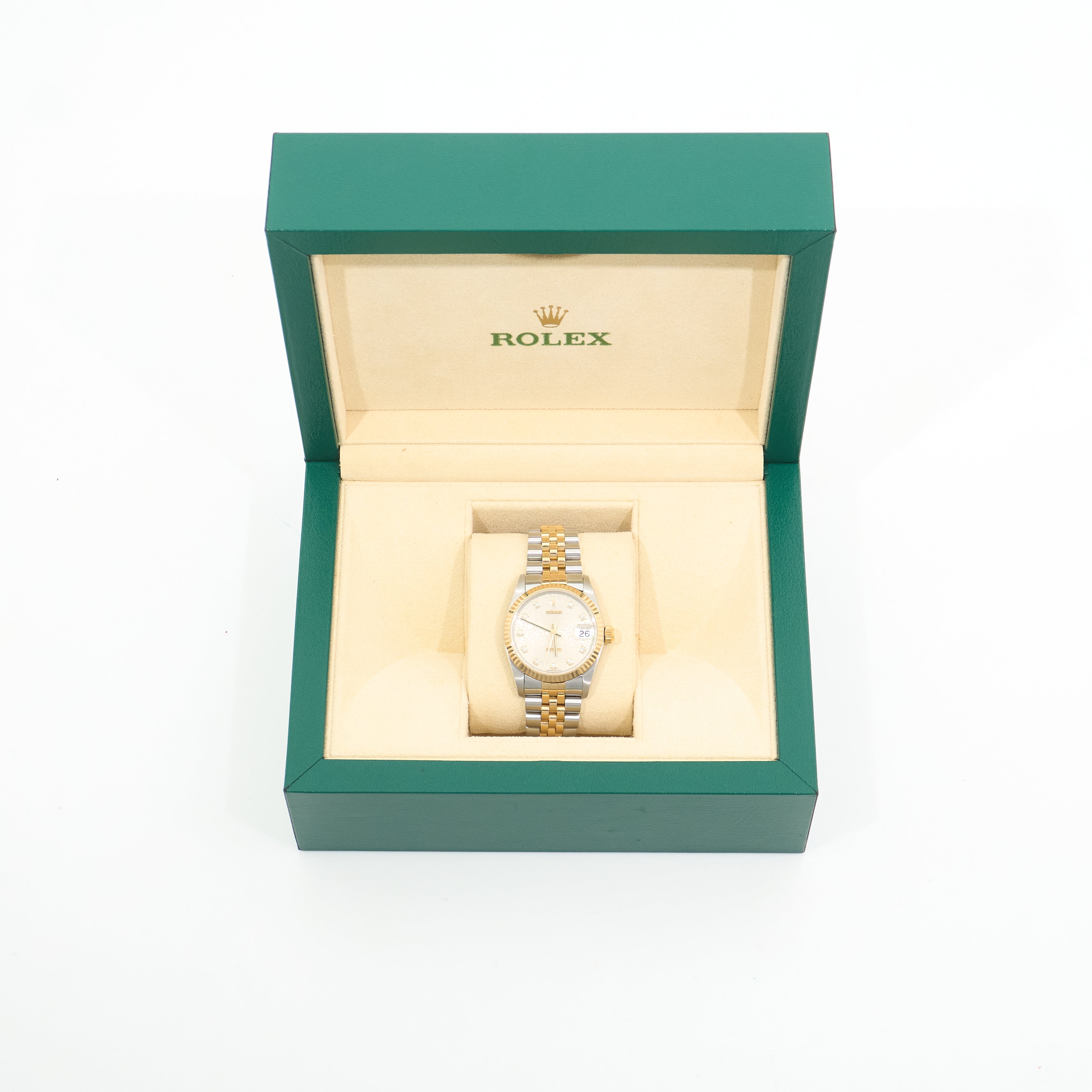 Rolex Datejust 31mm Cream Jubilee Anniversary Diamond Dial