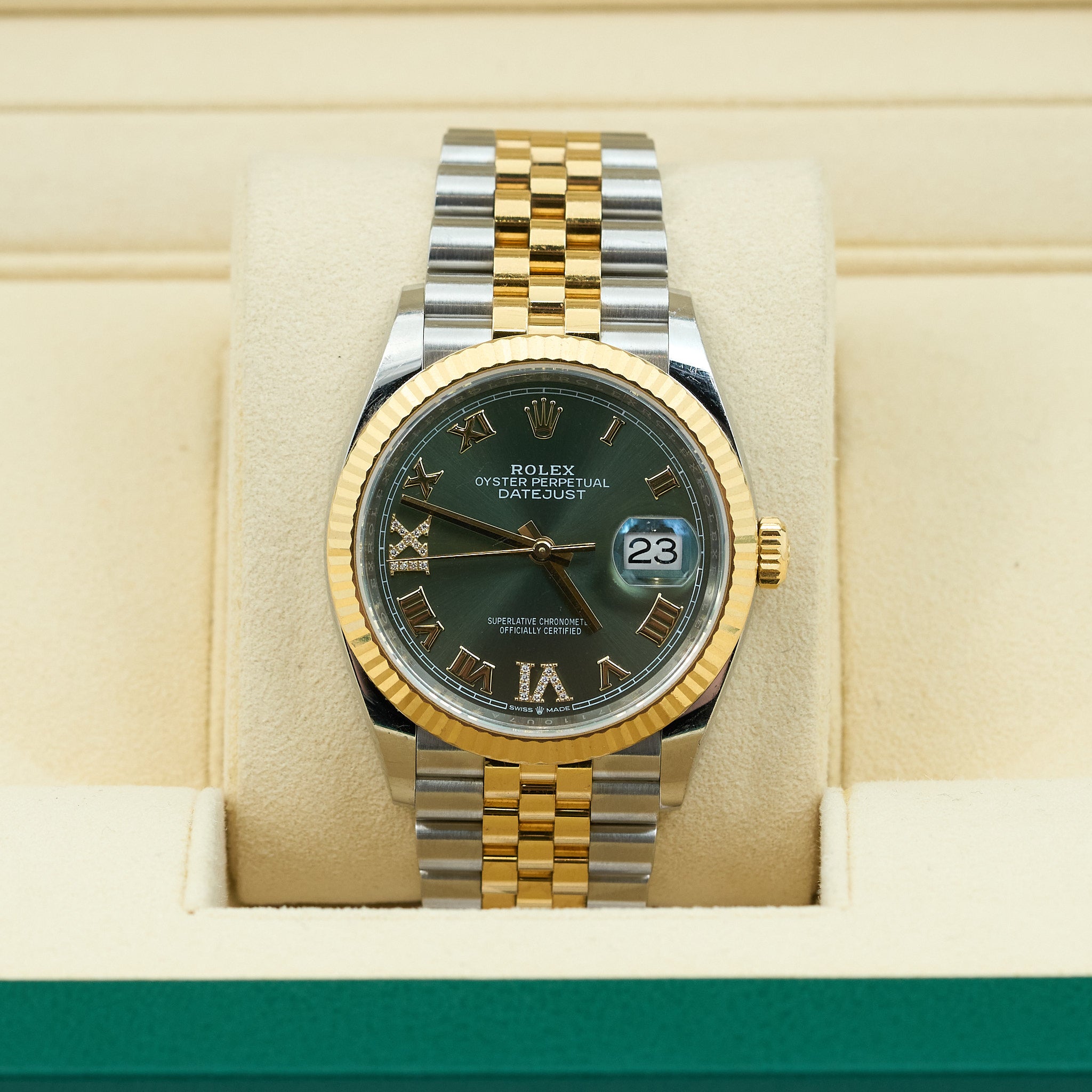 Rolex Datejust 36mm 126233 Green Dial Yellow Gold/Steel