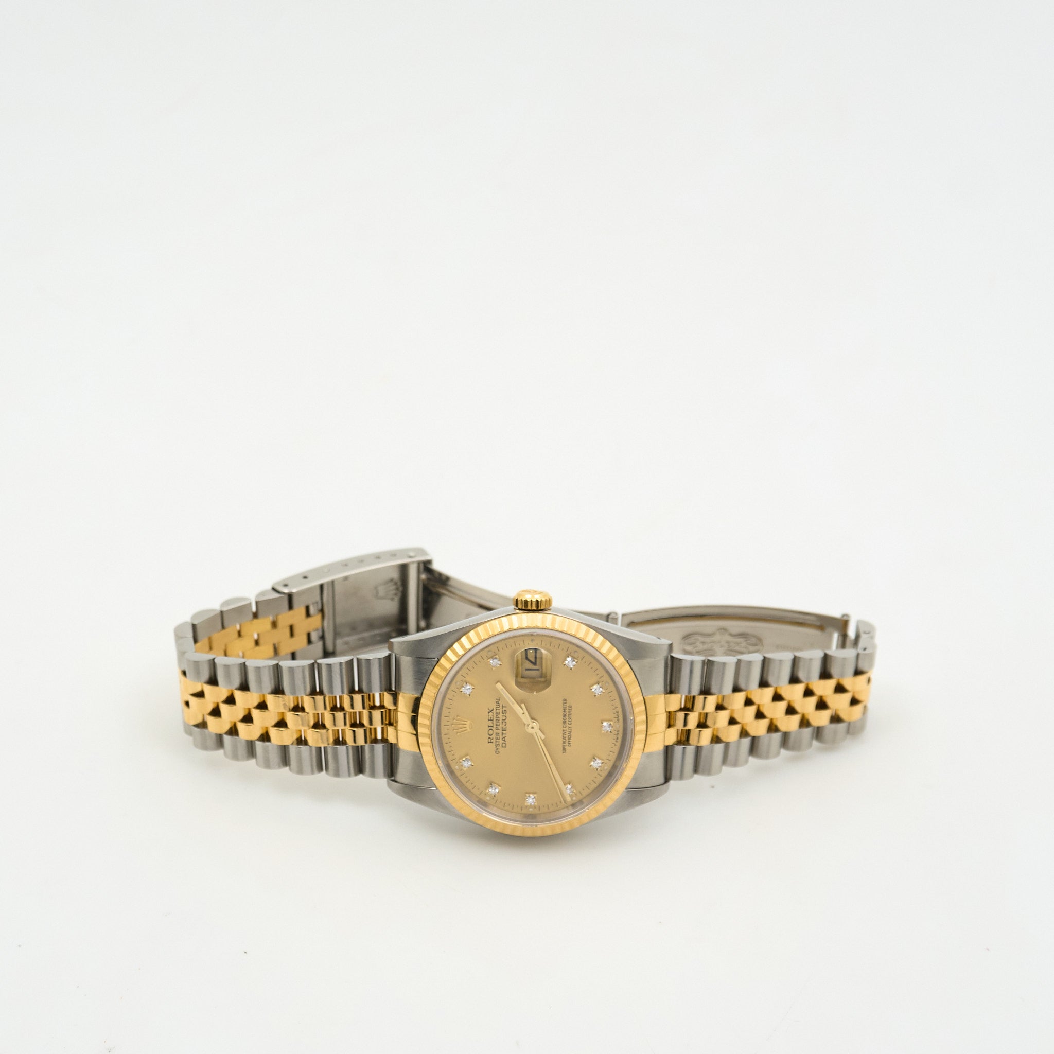 Rolex Datejust 36mm Two Tone Diamond Pointer Watch 16233